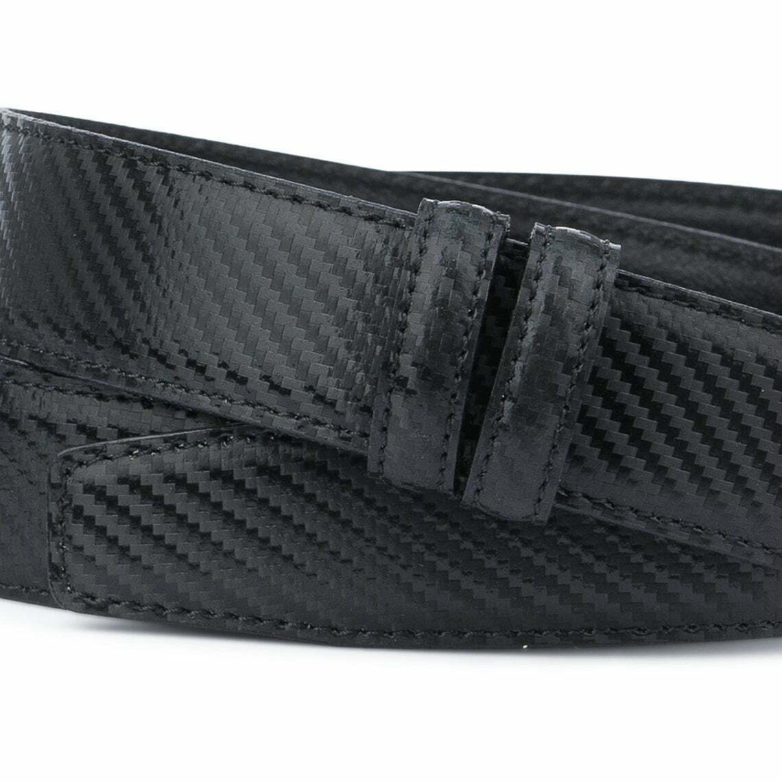 Premium Carbon Fiber & Genuine Leather Belt Strap - 35mm Width Replacement for Montblanc Belts - Men's Black Dress Belt for Business & Formal Occasions