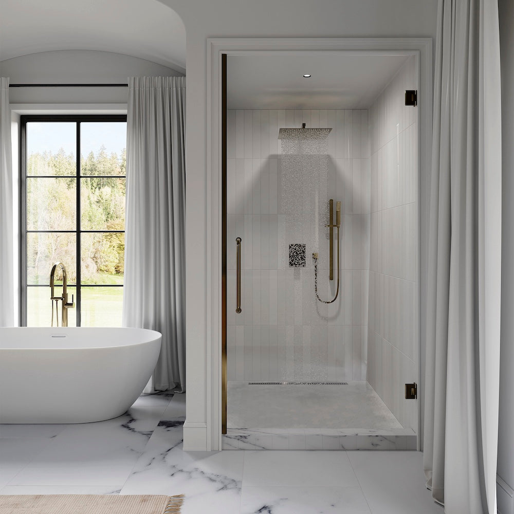 ZLINE Crystal Bay Thermostatic Shower System in Polished Gold - Luxury Bathroom Fixture with Temperature Control - Perfect for Modern Home Spa & Master Bathroom Renovation