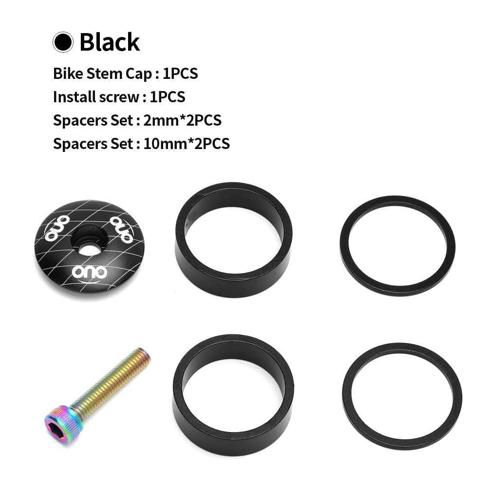 1 1/8 Inch Bicycle Headset Spacer Kit - 28.6mm Stem Top Cap with 2mm & 10mm Spacers, Headset Nut and Installation Screws - Perfect for MTB, Road Bike and BMX Upgrades