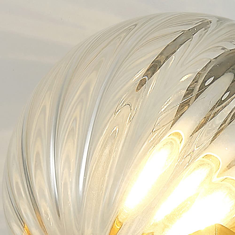 Nordic Style Globe LED Wall Light with Hammered Glass Shade - Mid-Century Modern Bathroom Vanity Mirror Lighting, Dimmable Wall Sconce for Living Room, Bedroom, Kitchen Island, Staircase & Hallway Decor