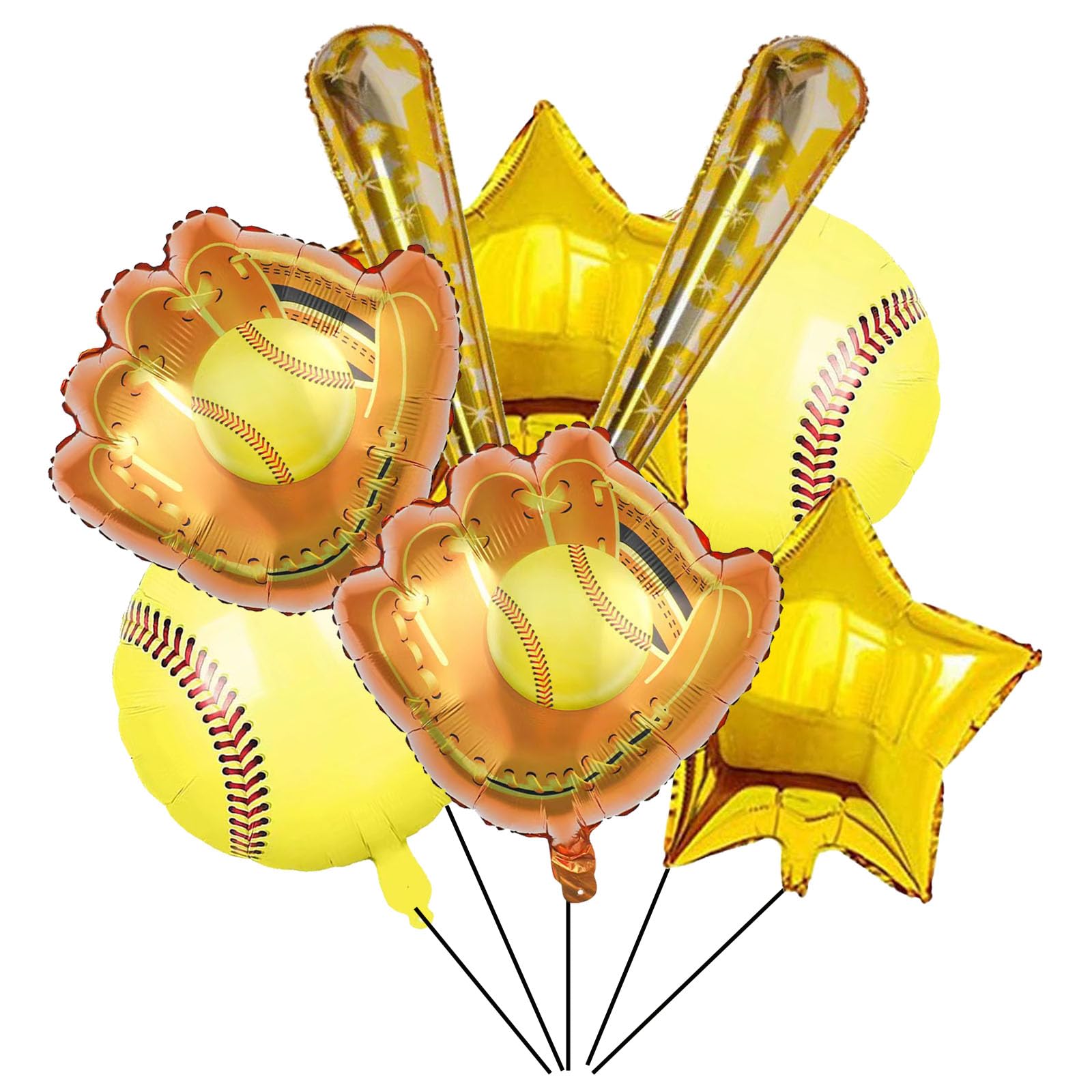 8PCS Softball Foil Balloons - Birthday Number Mylar Balloons for Party Decorations, Graduation, Baby Shower & Anniversary Celebrations - Perfect for Indoor & Outdoor Events