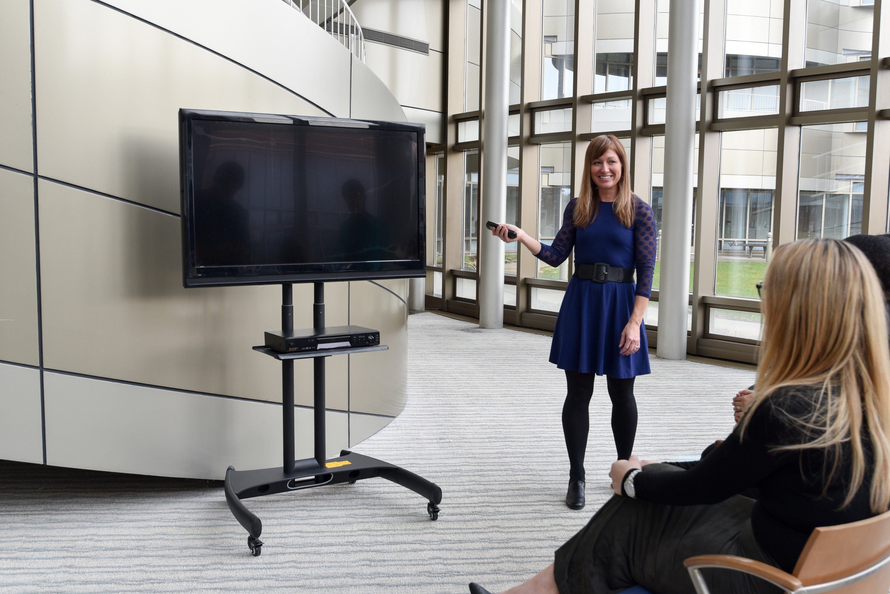 Adjustable Height Rolling Flat Panel Cart with Accessory Shelf - Mobile Workstation for Office, Classroom, or Home Organization - Luxor Brand