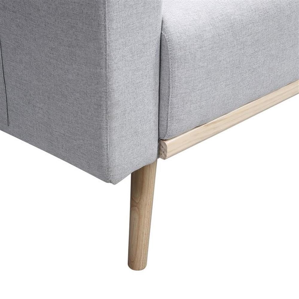 Lilola Home Easton Light Gray Linen Fabric Chair with USB Charging Ports, Side Pockets & Removable Pillows - Modern Living Room, Office, Dorm Room Seating Solution