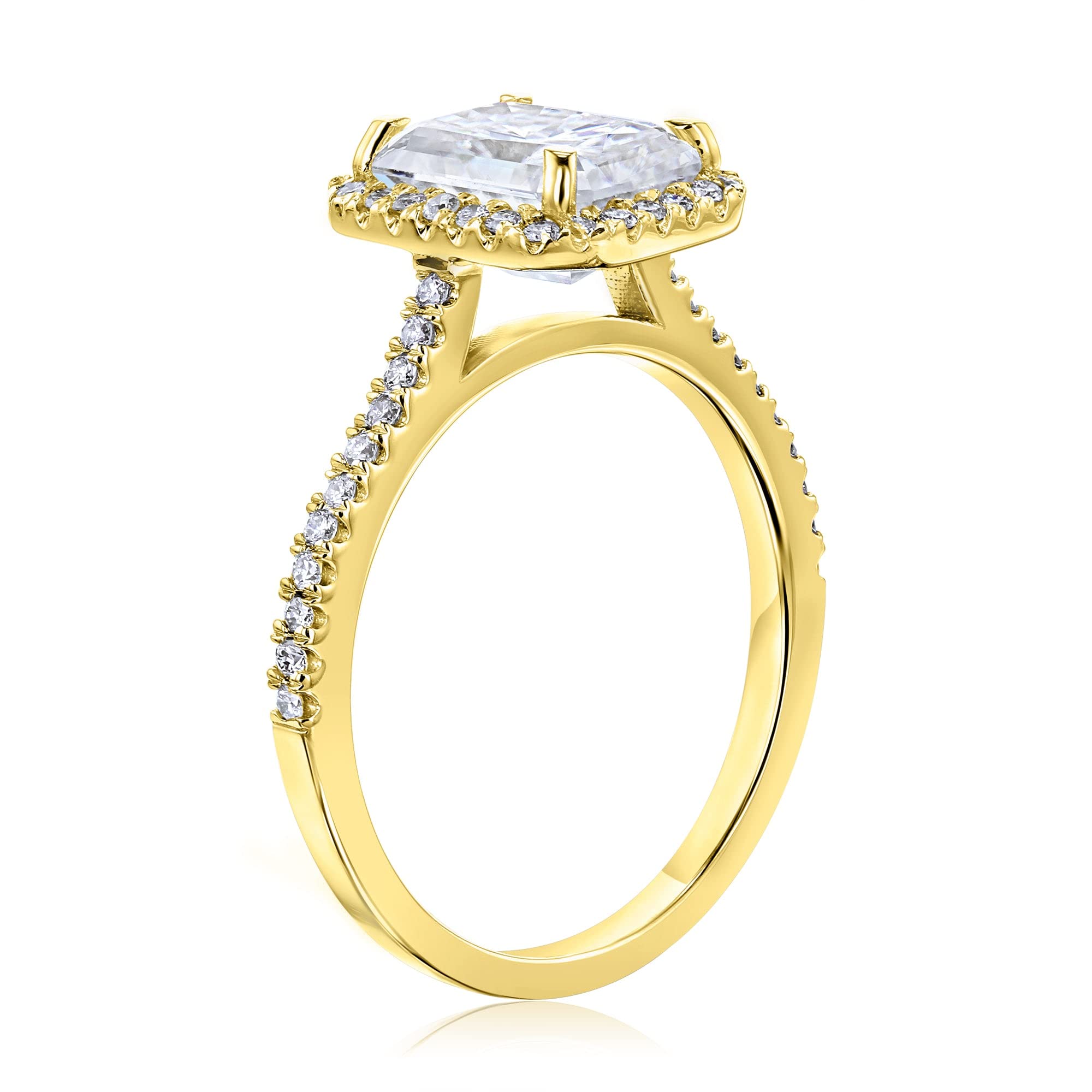 2 Carat (2ctw) Radiant Cut Moissanite Halo Diamond Engagement Ring for Women - GH/VS Quality | Perfect Proposal, Wedding, Anniversary & Valentine's Day Gift