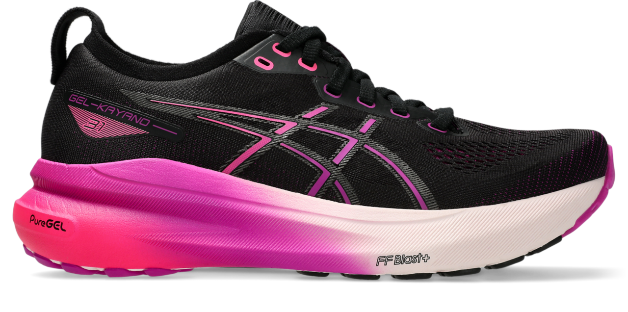 ASICS Women's GEL-Kayano 31 Running Shoes - Black/Bold Magenta - Stability & Cushion for Road Running, Jogging, and Marathon Training
