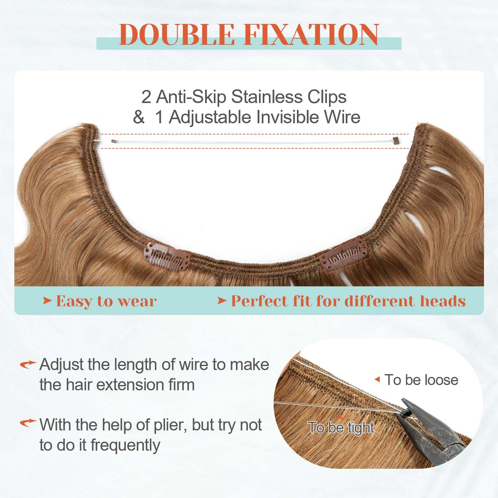 Benehair 100% Real Human Hair Halo Extensions - Blonde, Wavy, Curly Hair Extensions (70g/20inch) | Natural-Looking Wire Hair Extensions for Everyday Wear, Parties & Special Occasions