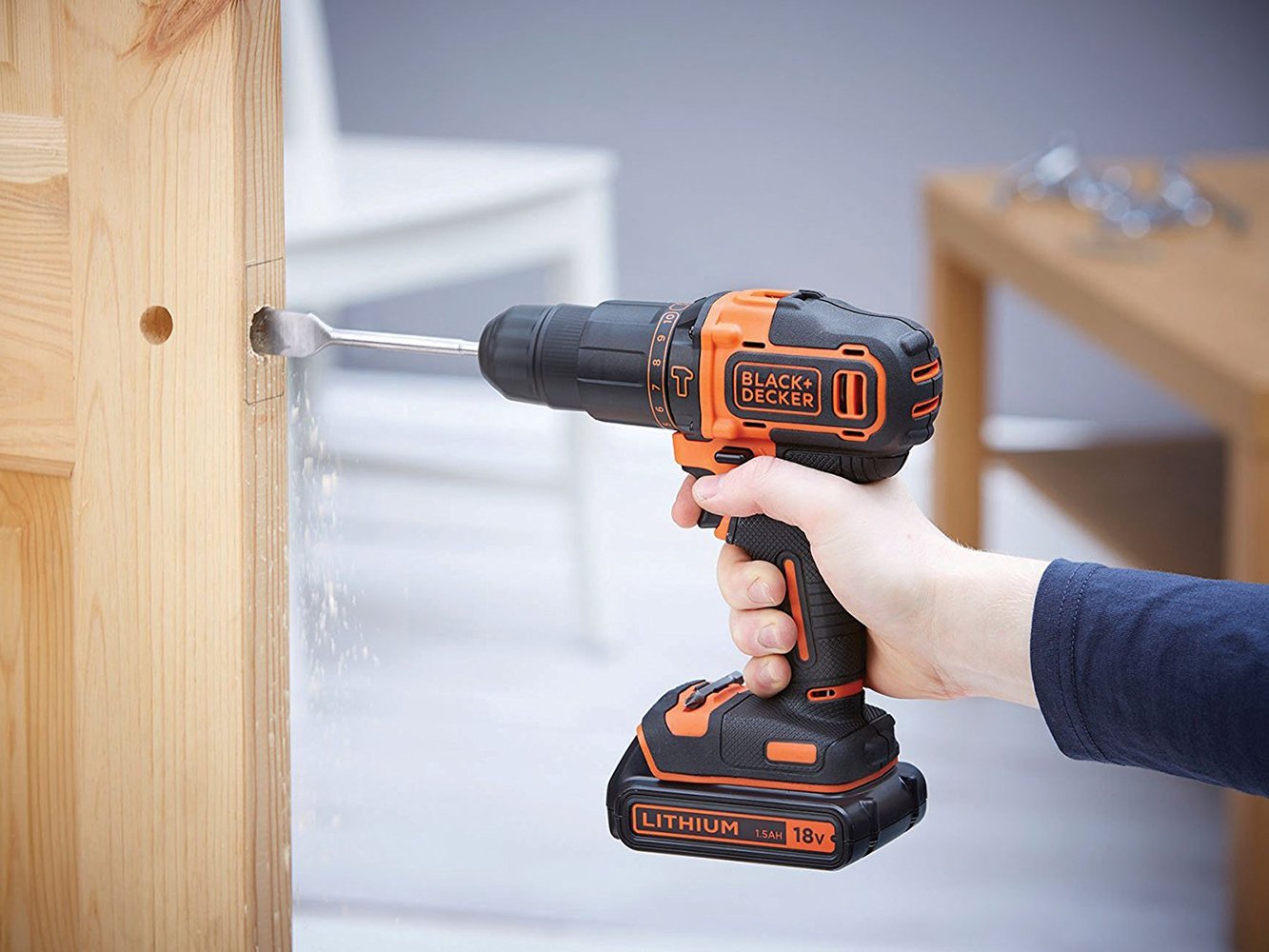 BLACK+DECKER BDCHD18-QW 18V Cordless Impact Drill with 2 Speeds, 1 Battery & Charger Included (No Box) - Perfect for DIY Projects, Home Repairs & Construction Work