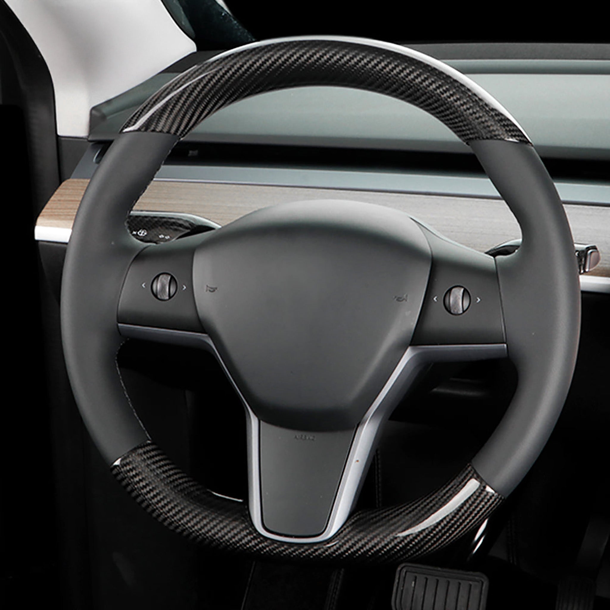 Premium Real Carbon Fiber Steering Wheel Cover for Tesla Model 3 & Y - Custom Fit Luxury Interior Upgrade | Enhance Driving Comfort & Style for Your Tesla Model 3 & Model Y