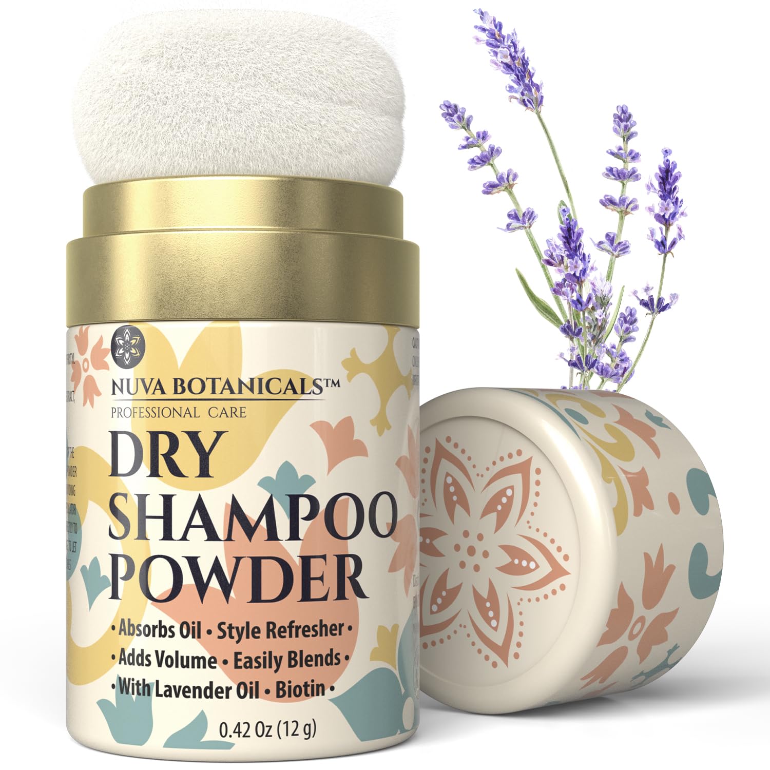Biotin & Lavender Dry Shampoo Powder with Korean Ginseng - Volumizing & Oil Absorbing Travel Size (0.42 oz) for Women & Men - Perfect for Gym, Travel & Quick Hair Refresh