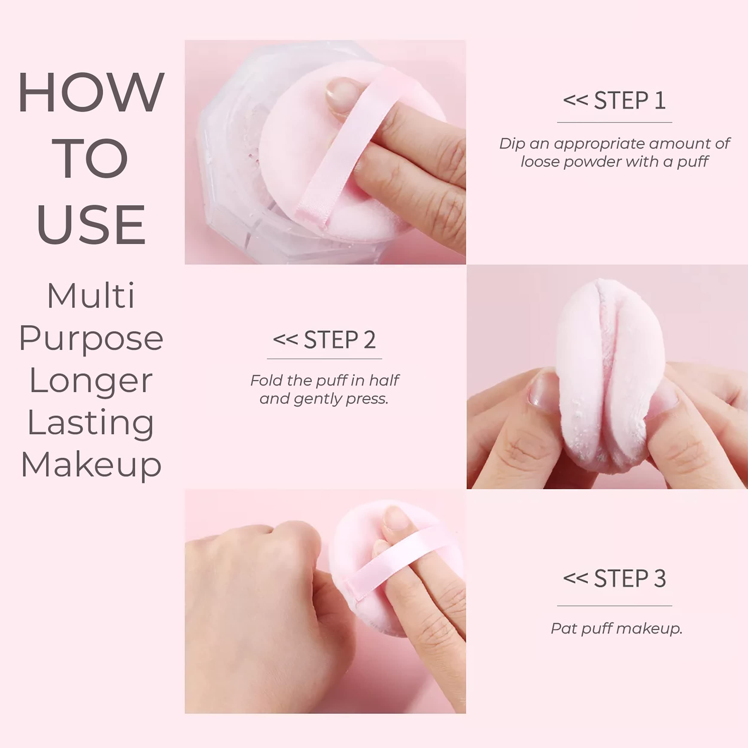 MAPPERZ 6cm Pure Cotton Makeup Puff with Strap - Pack of 4 | Blending Sponge for Powder, Liquid Foundation, Cream & Concealer | Wet & Dry Use for Face, Eyes & Body | Random Colors | Perfect for Professional Makeup & Travel