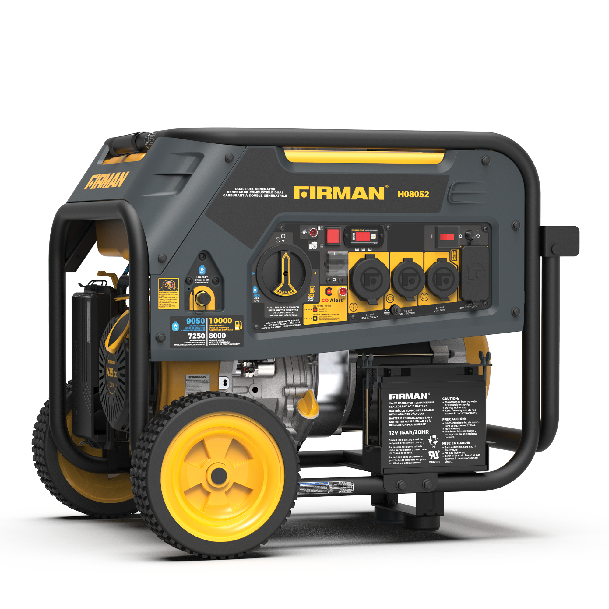 10000W Dual Fuel Portable Generator with Electric Start - 120/240V Output & CO Alert - Perfect for Home Backup Power, Camping, and Outdoor Events