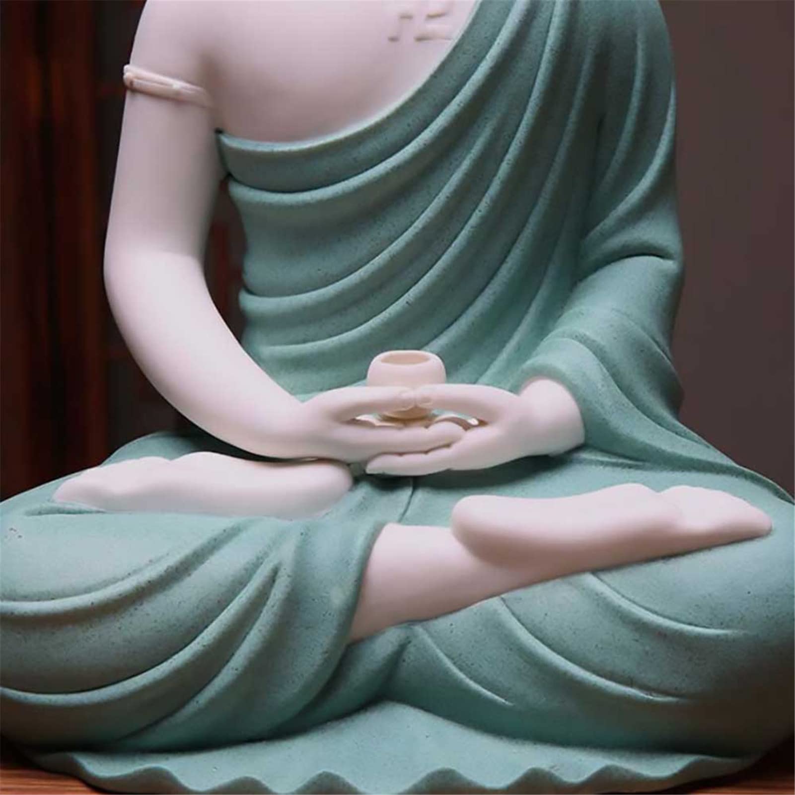 Ceramic Sakyamuni Buddha Statue - Handcrafted Meditation Buddha Figurine for Yoga, Zen & Home Decor | Blue Seated Buddha Sculpture for Office, Garden & Spiritual Spaces - Perfect for Meditation Rooms, Yoga Studios & Peaceful Home Decor