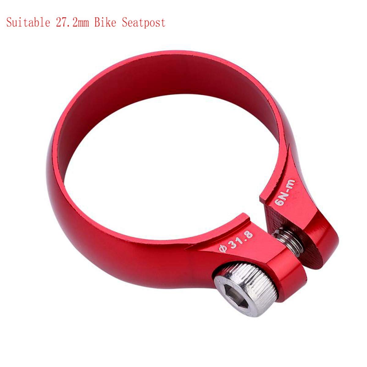 Queenbox 31.8mm Bike Seat Post Clamp - Universal Fit for MTB, Road & Casual Bikes - Durable Aluminum Alloy Seatpost Clamp (Red) - Perfect for Cycling, Commuting & Outdoor Adventures