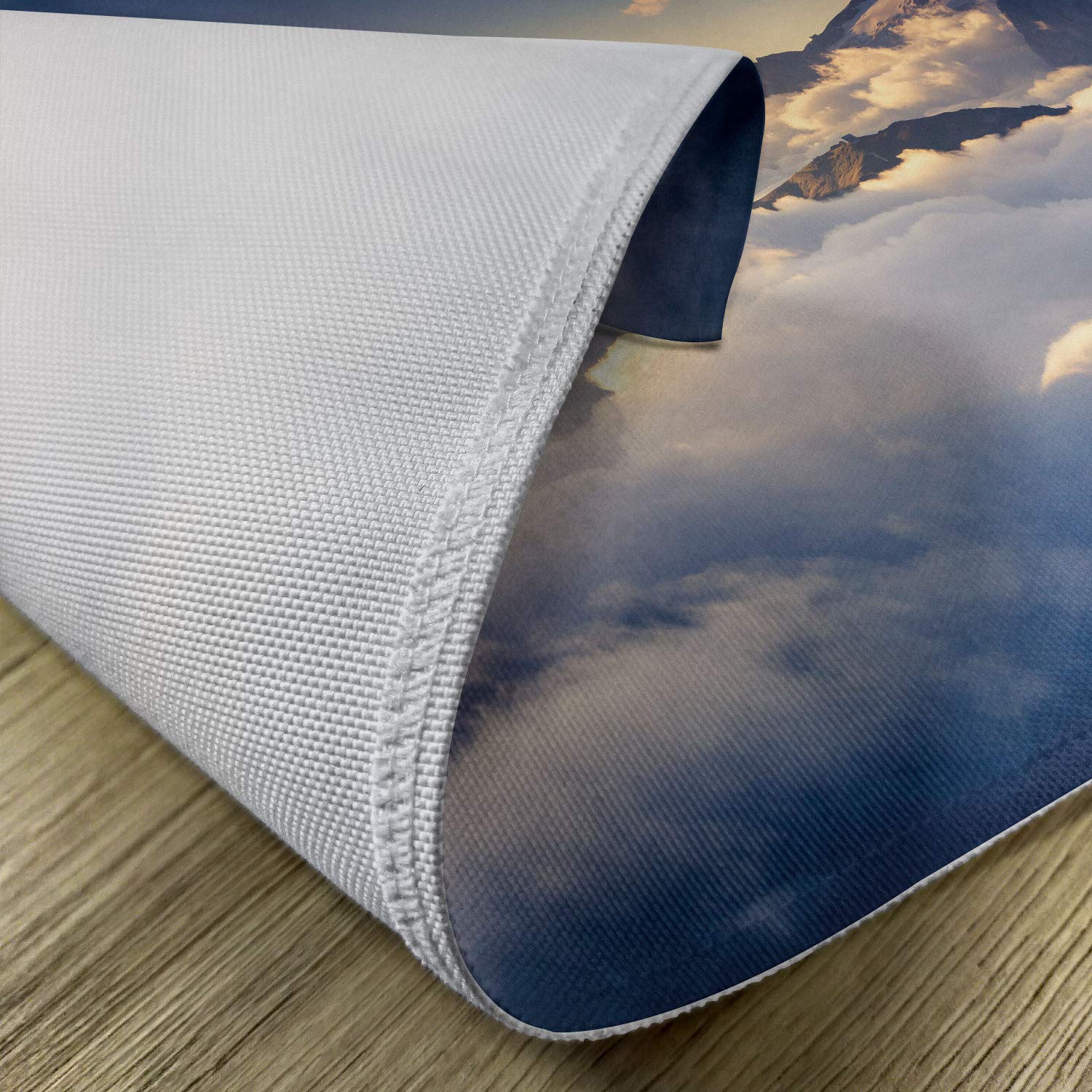 Ambesonne 4-Pack Scenic Mountain View Placemats - Washable Fabric Table Mats for Dining Room & Kitchen Decor (Beige/Navy) | Perfect for Outdoor-Themed Dinner Parties, Camping Enthusiasts & Nature-Inspired Home Decor