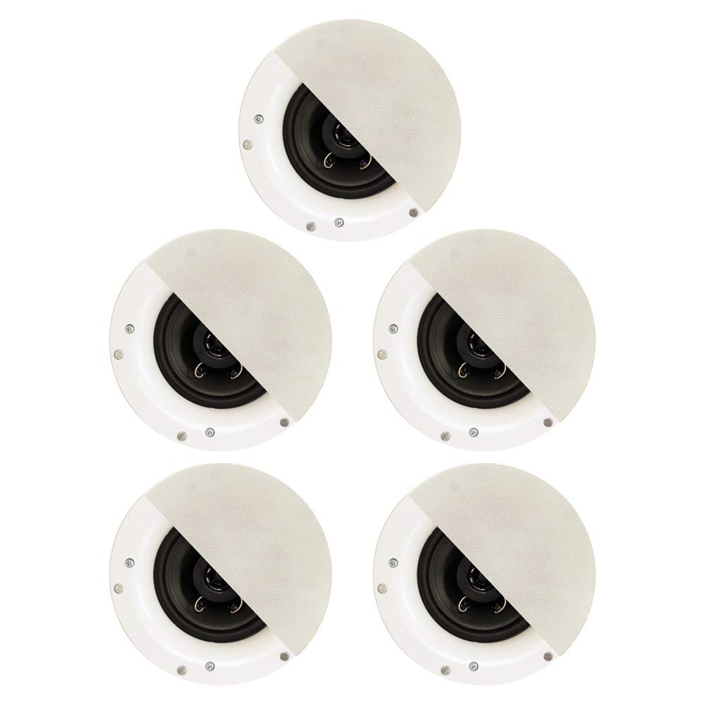 Goldwood R192 Frameless In-Ceiling/In-Wall 5 Speaker Set - 2-Way Home Theater Surround Sound System (White) | Perfect for Living Room & Home Theater Audio Setup
