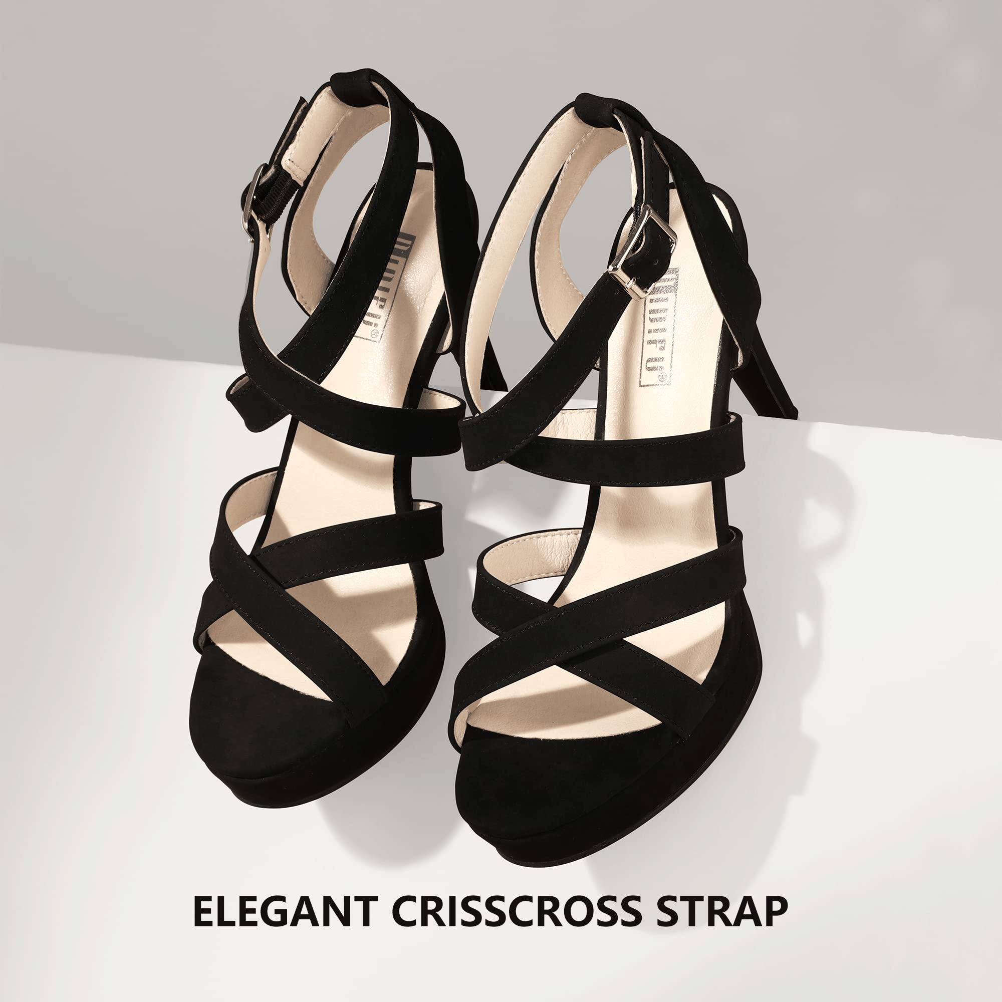 IDIFU Women's Strappy High Heel Sandals - Open Toe Platform Ankle Strap Dress Shoes for Wedding, Bridal, Homecoming & Evening Parties - Perfect for Prom, Date Night and Special Occasions