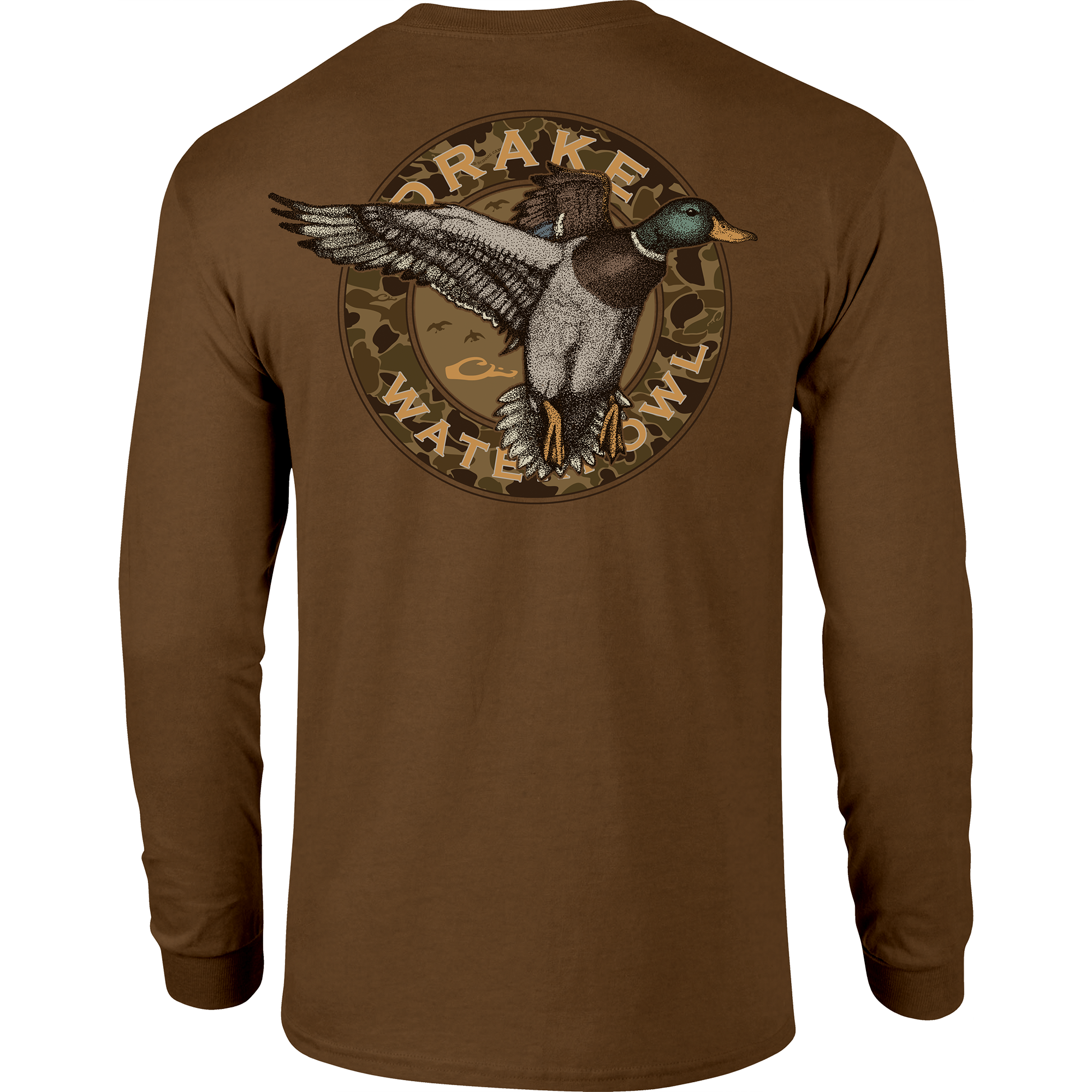 Circle Mallard Long Sleeve T-Shirt for Men - Soft Cotton Casual Shirt with Duck Print - Perfect for Outdoor Activities, Hiking, and Everyday Wear