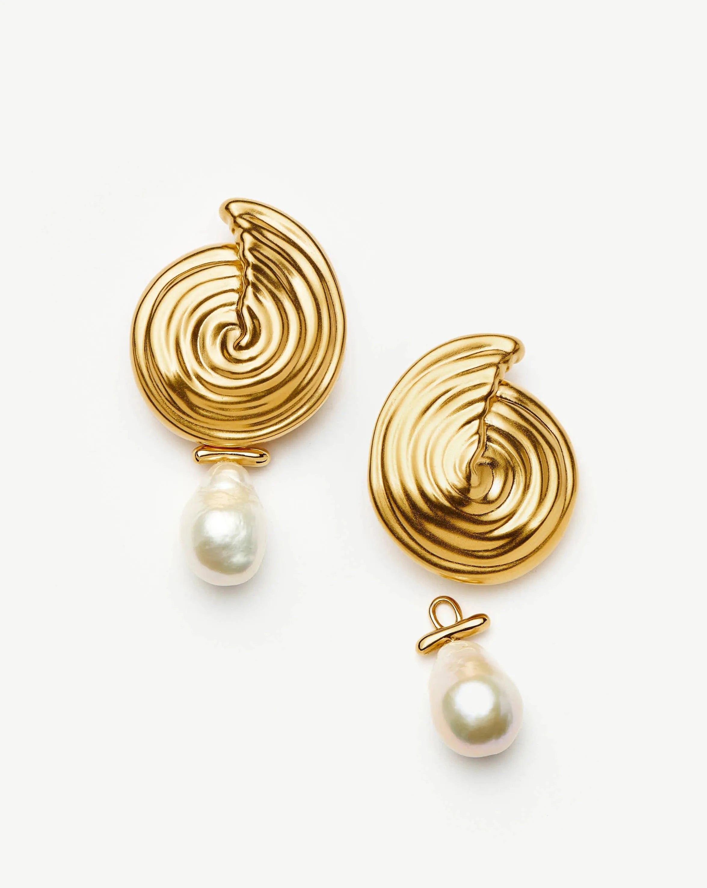 18K Gold Plated Spiral Detachable Pearl Drop Earrings for Women - Elegant Dangle Earrings for Parties, Weddings & Special Occasions