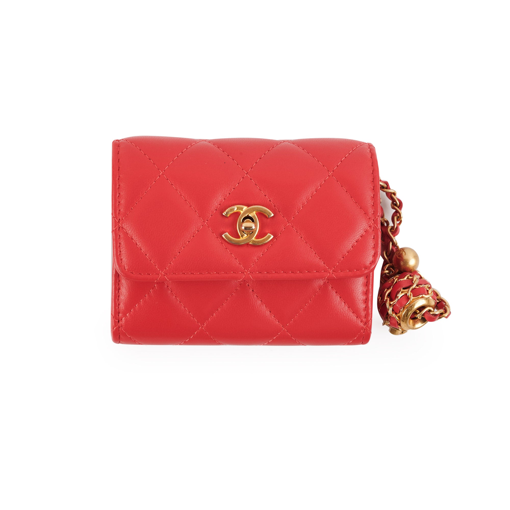 Chanel Micro Bag Pearl Crush Red Crossbody Bag - Luxury Designer Handbag for Women, Perfect for Parties, Dates & Special Occasions