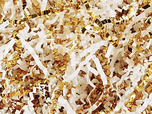 Premium White & Gold Crinkle Cut Shred - 10 lb Bulk Box for Gift Wrapping, Easter Basket Filler, Spring Decorations & Party Supplies