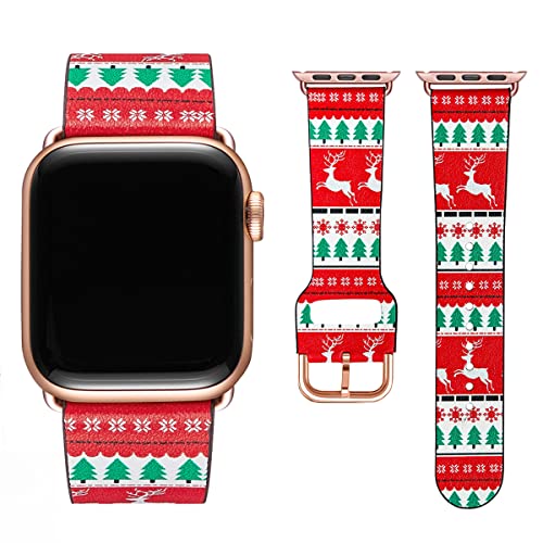 Premium Leather Apple Watch Band Compatible with 38mm 40mm 42mm 44mm - Stylish Grain Leather Strap for iWatch Series SE/6/5/4/3 - Perfect Christmas Gift for Men & Women - Ideal for Workouts, Office Wear & Everyday Use