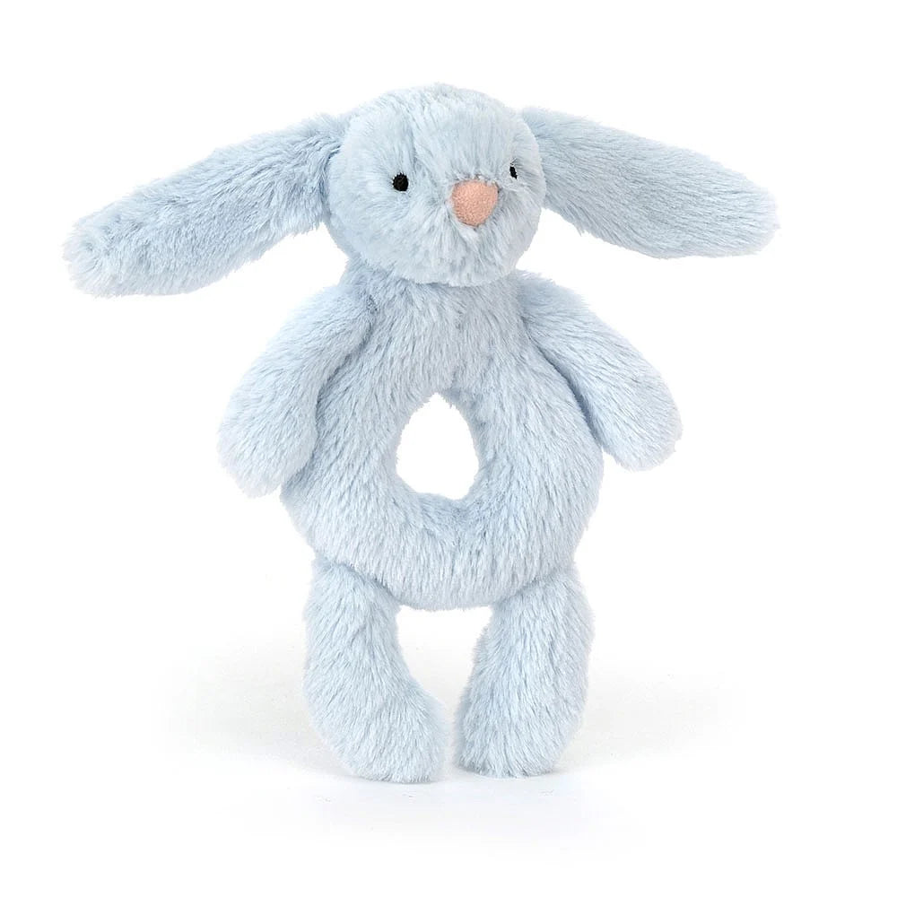 Jellycat Bashful Blue Bunny Ring Rattle - Soft Plush Baby Teether Toy for Newborns & Infants - Perfect for Soothing, Playtime & Sensory Development