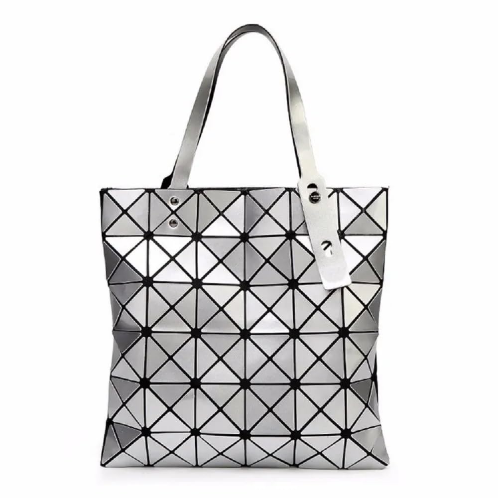 Stylish Geometric Plaid Foldable Tote Bag for Women - Fashionable Casual Shoulder Handbag & Mochila - Perfect for Work, Travel, and Daily Use