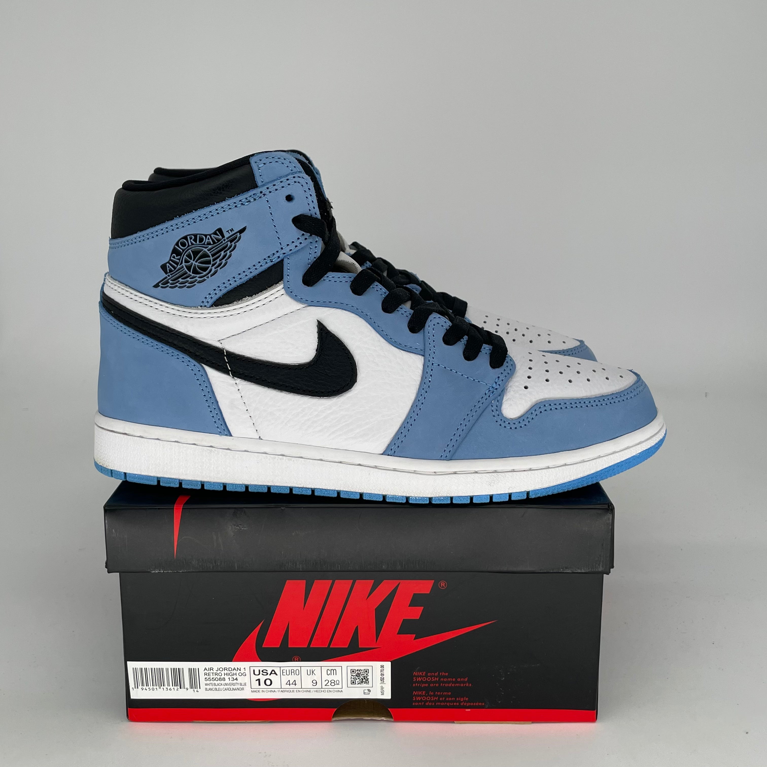 AIR JORDAN 1 UNIVERSITY BLUE Sneakers - Men's Size 10 & Women's Size 11.5 - Style Code 555088-134 - Perfect for Basketball, Streetwear & Sneaker Collection