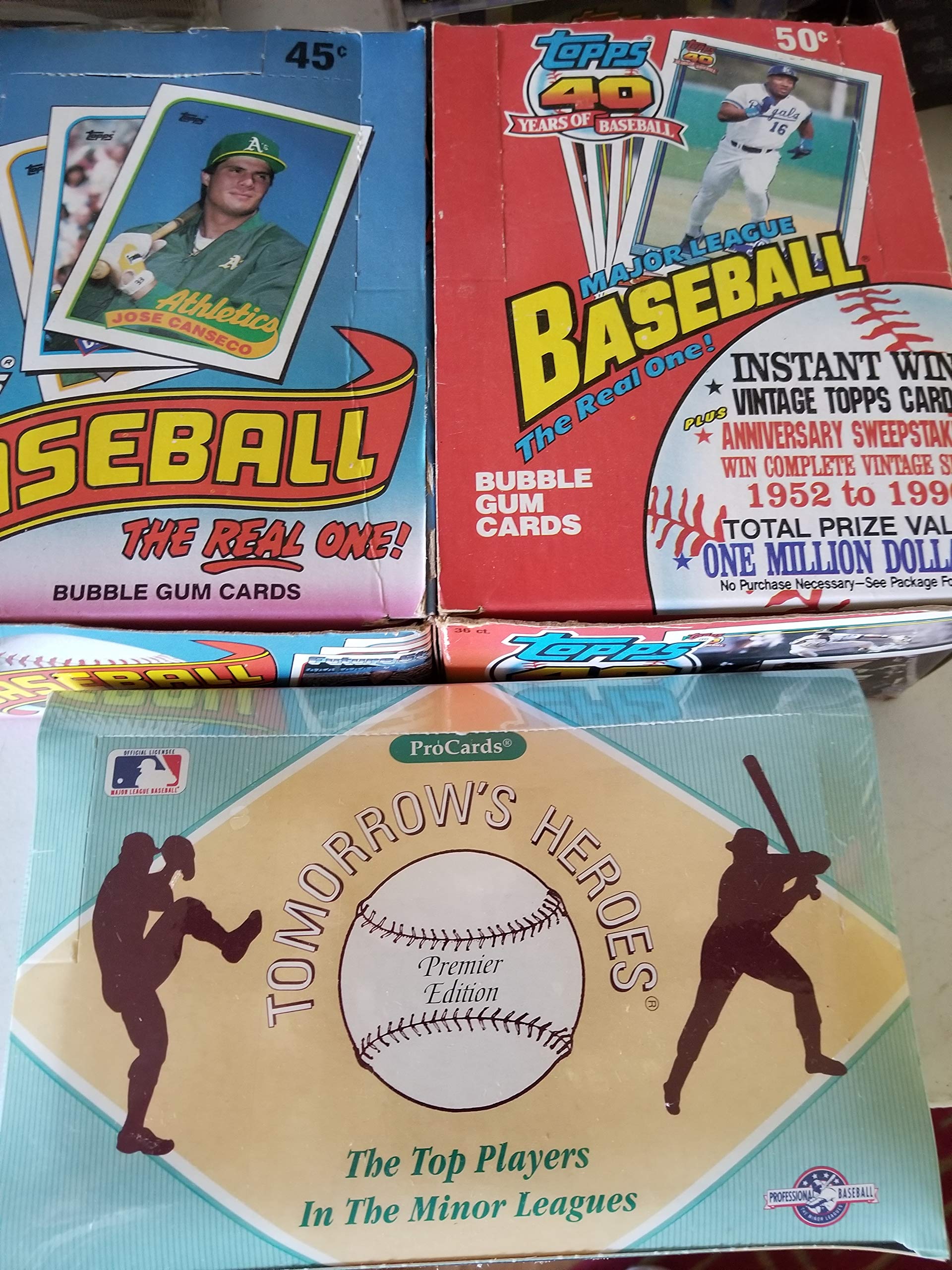 1989 & 1991 Topps and Procrads Baseball Trading Cards Wax Box Set - 3 Box Lot with 108 Packs - Vintage MLB Collectibles for Sports Memorabilia Fans & Card Investors - Perfect for Display, Trading, and Nostalgic Gift Giving