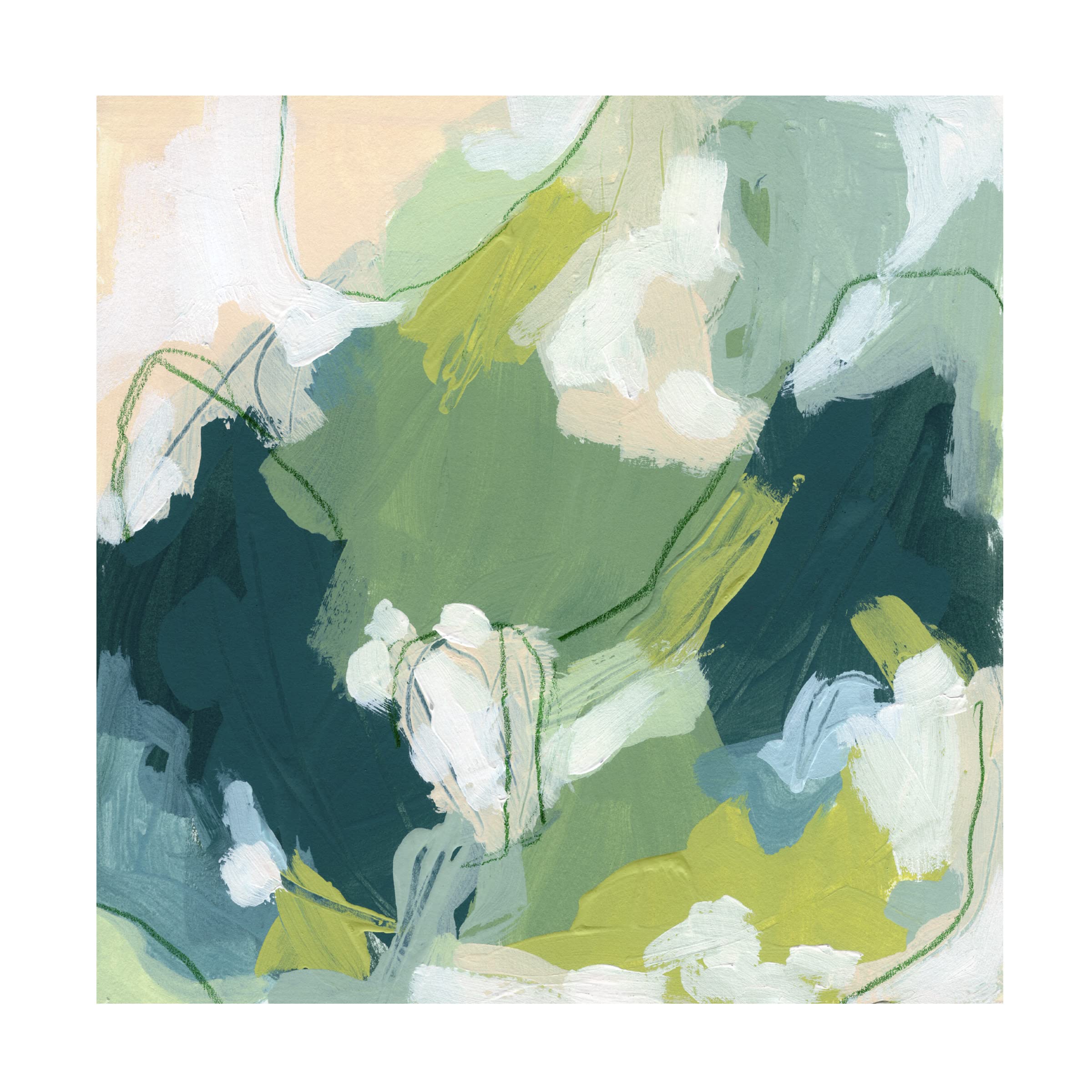 Trademark Fine Art 'Emerald Storm IV' Canvas Wall Art Print by June Erica Vess - Modern Abstract Painting for Living Room, Bedroom & Office Decor