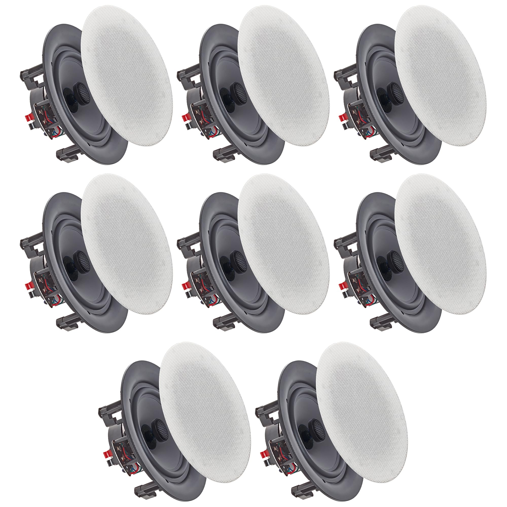 Vaiyer 8-Pack 5.25 Inch 8 Ohm 175W Flush Mount In-Wall In-Ceiling 2-Way Mid Bass Woofer Speakers - Ideal for Home Theater, Office, Kitchen, Living Room, and Multi-Room Audio Systems
