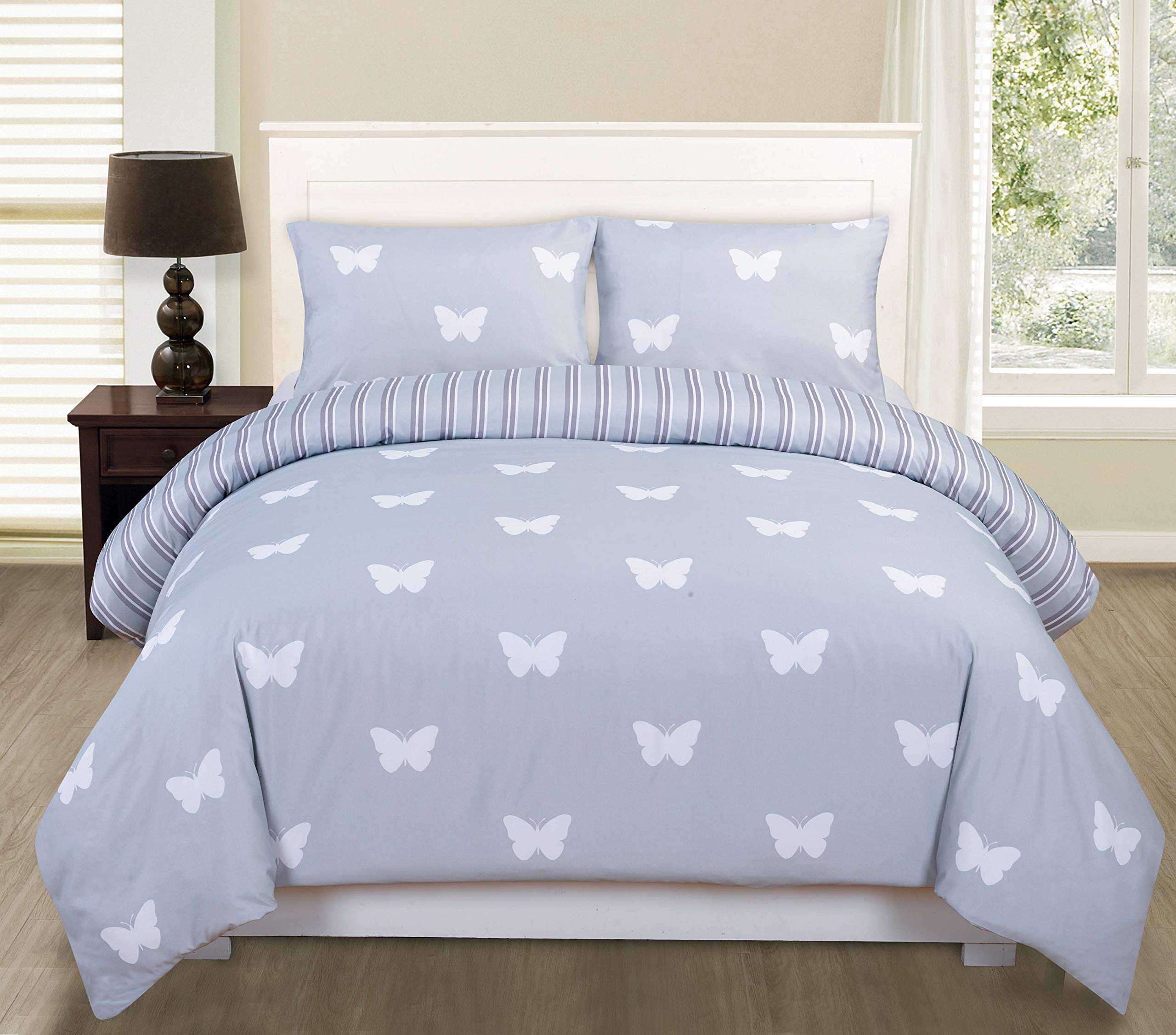 Lala & Bash Wink Comforter Set - Twin Size Grey Bedding - Soft Microfiber Comforter with Pillow Shams - Perfect for Kids' Rooms, Guest Bedrooms & Dorm Decor