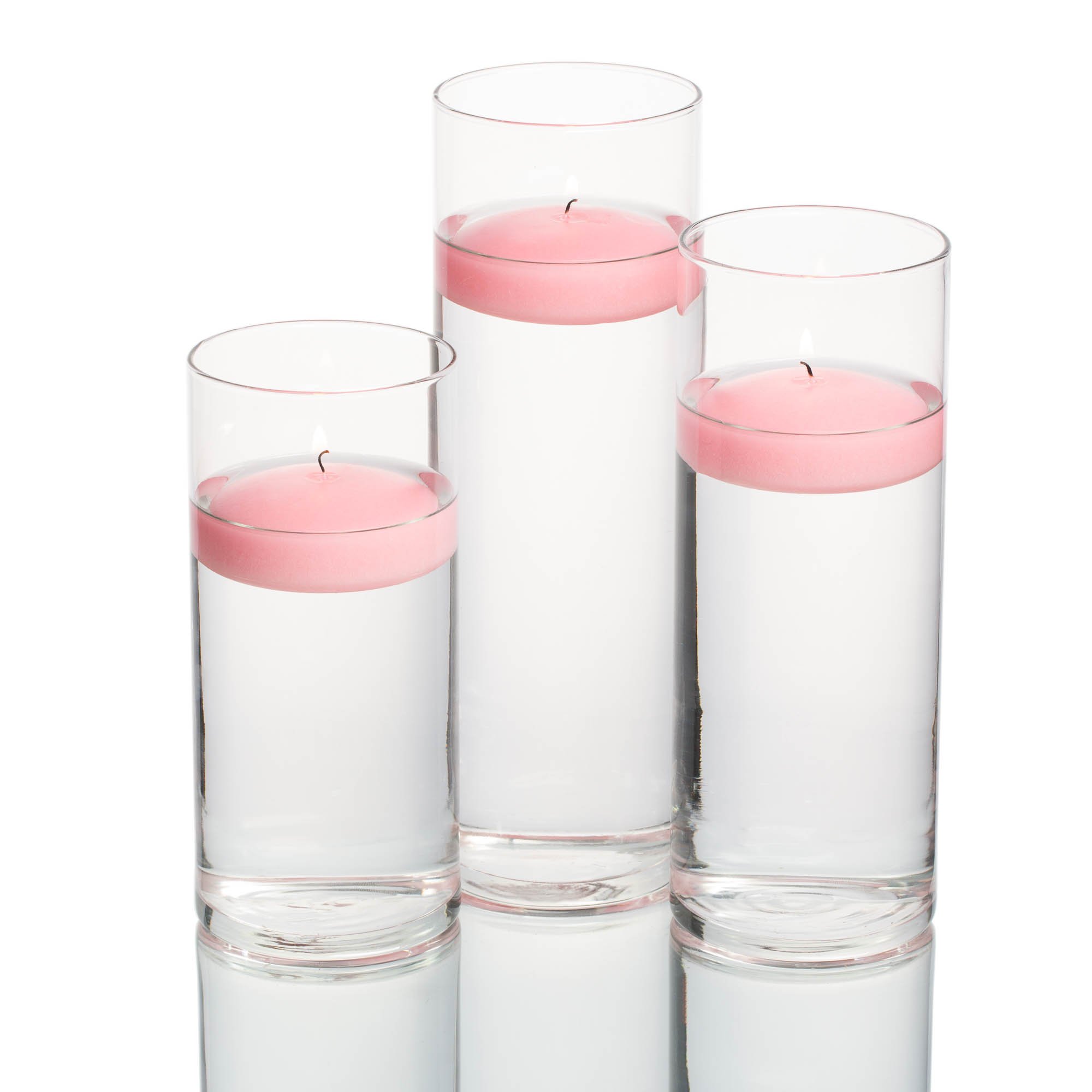 36-Pack Eastland Glass Cylinder Vases with 3-Inch Pink Floating Candles - Elegant Wedding Centerpiece, Romantic Table Decor for Parties, Events & Home Decor