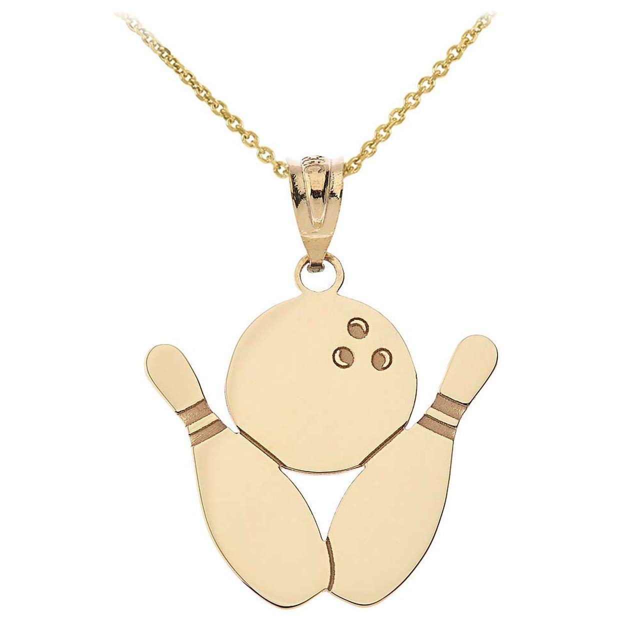 14k Gold Personalized Bowling Pins & Ball Pendant Necklace - Custom Name Engraved - Perfect Gift for Bowlers & Sports Enthusiasts