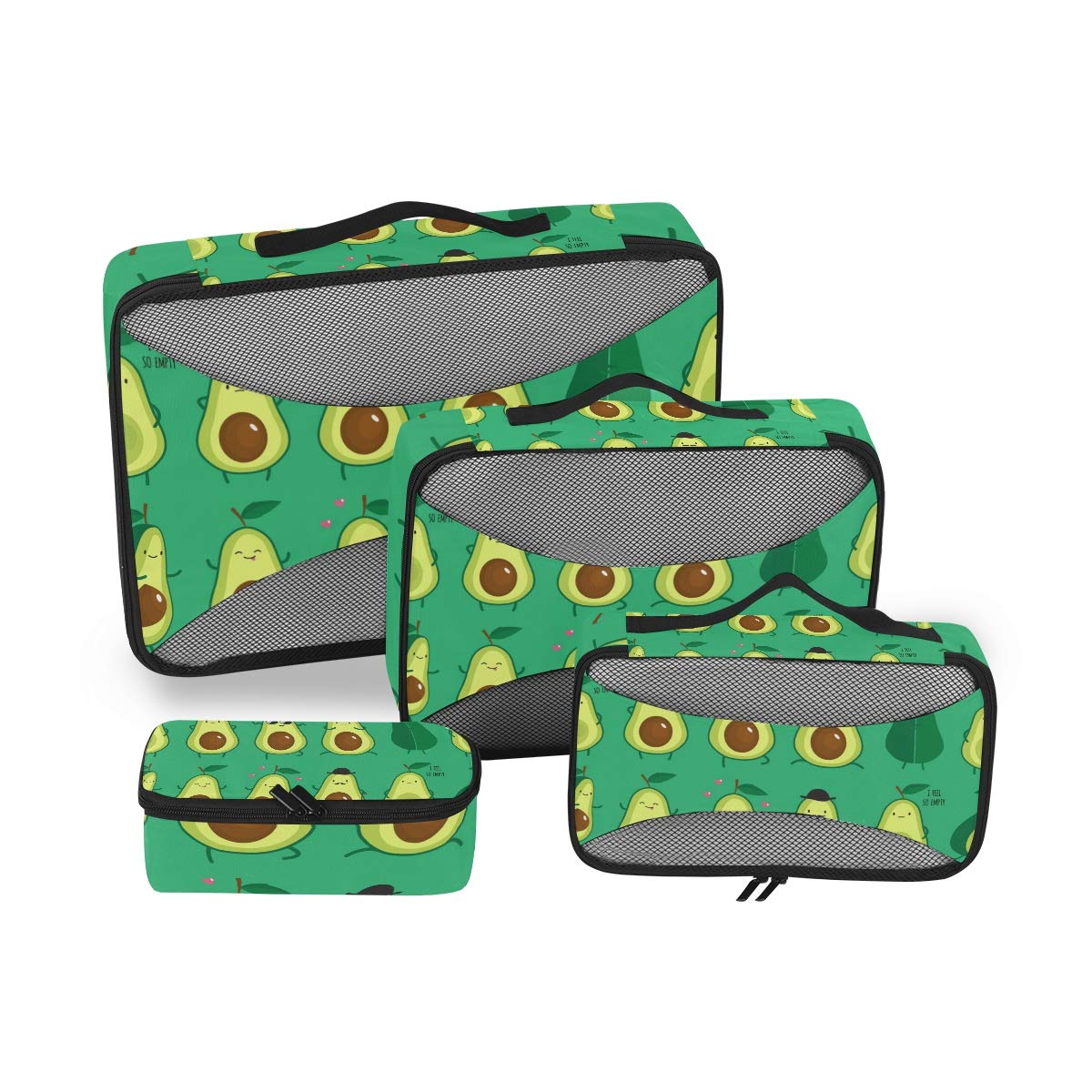 4-Piece Cute Avocado Travel Packing Cubes Set - Lightweight Luggage Organizer with Toiletry Bag for Vacation, Business Trips & Weekend Getaways