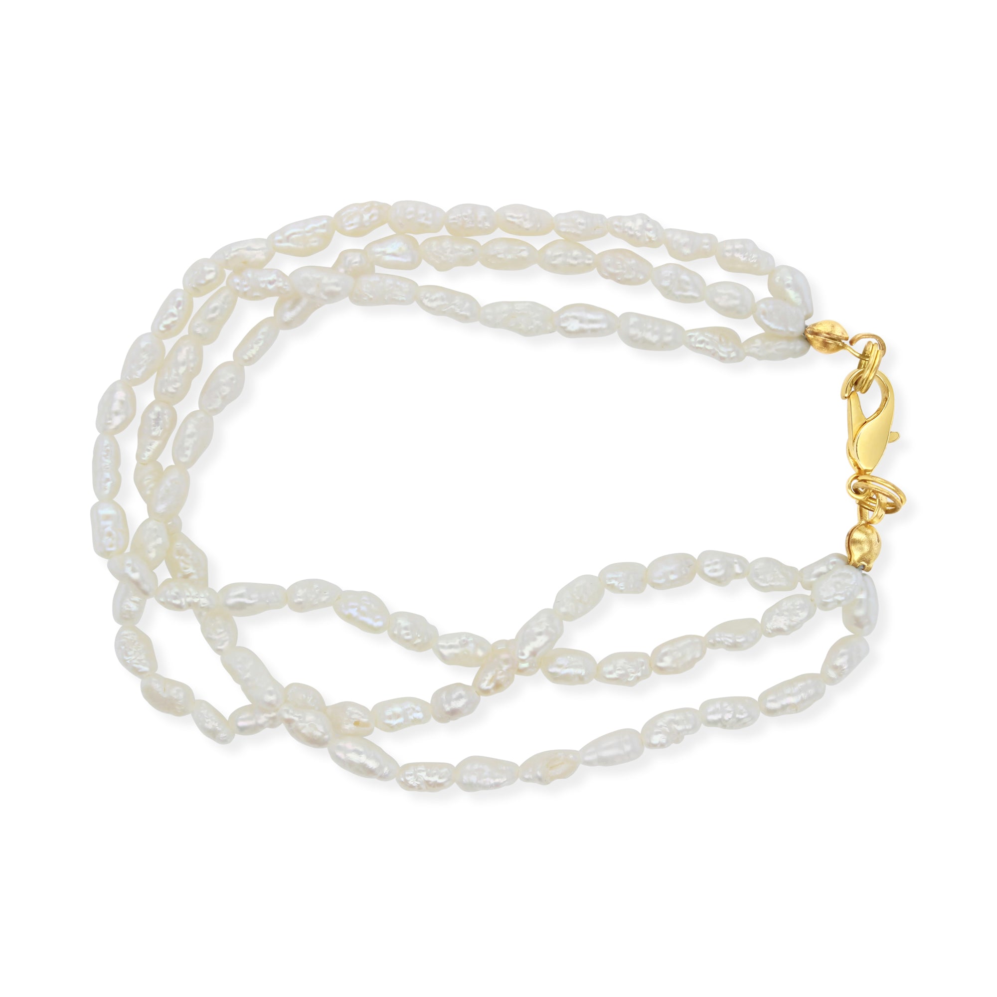 14K Yellow Gold Triple Rice Pearl Bracelet for Women - Elegant & Dainty Jewelry Gift for Birthday, Anniversary & Special Occasions