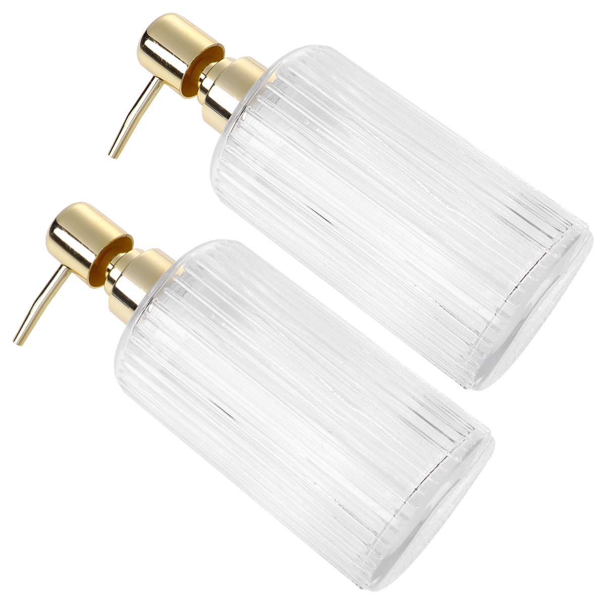 Hemoton 2-Pack Glass Soap Dispenser Bottles with Pump - 16oz Empty Liquid Containers for Shampoo, Lotion & Hand Soap - Refillable Kitchen & Bathroom Dispenser for Travel Toiletries & Home Use