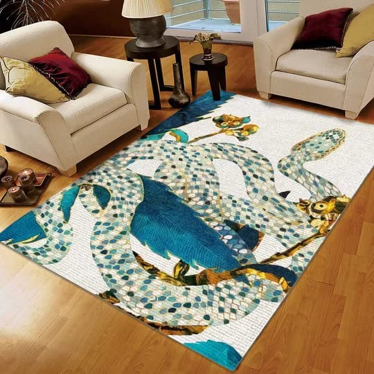 Elegant Gothic Snake Area Rug - Halloween Home Decor, Witch-Serpent Design in Black (4x6, 3x5, 5x7ft) - Perfect for Gothic Themed Living Rooms, Witchy Bedrooms & Halloween Party Decorations