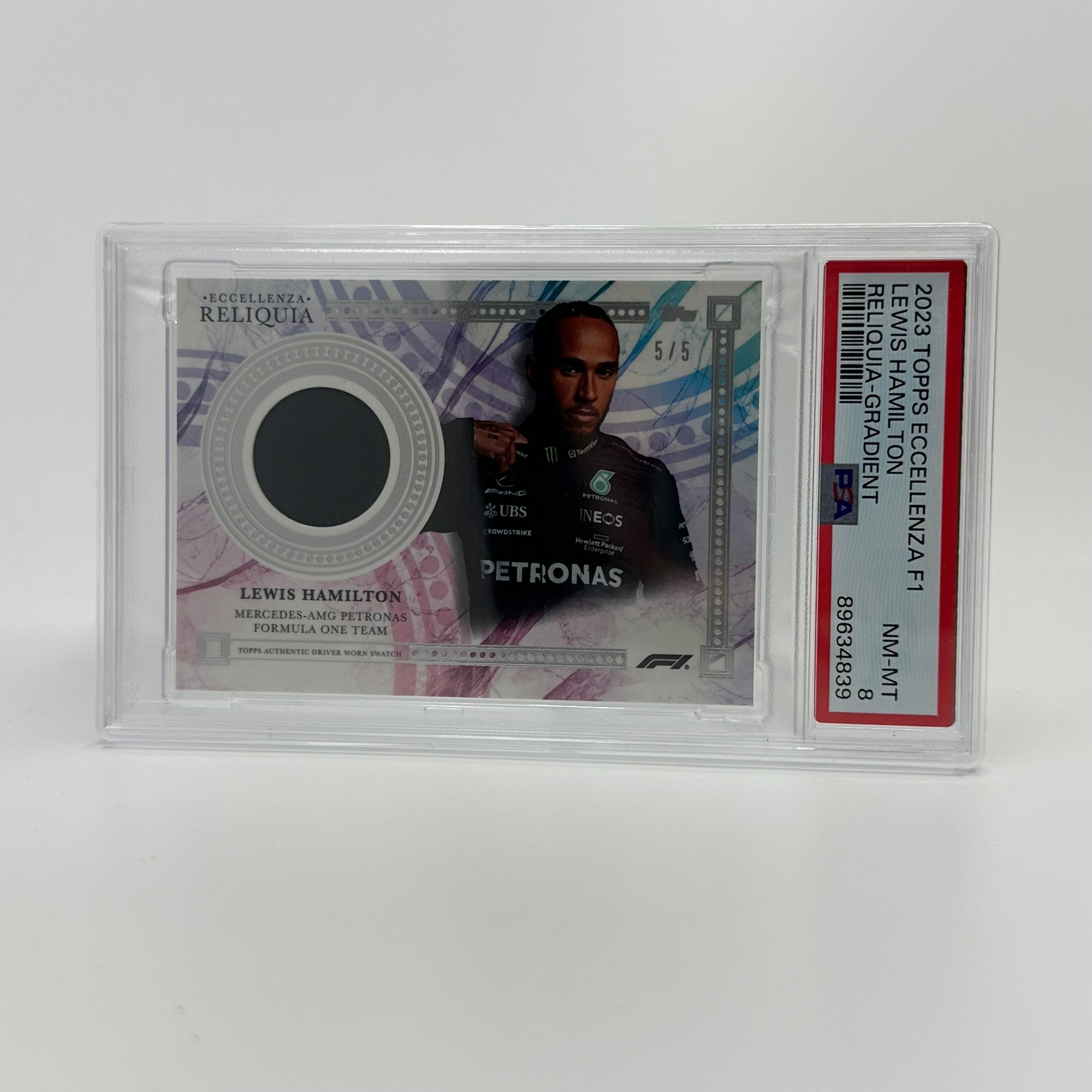 2023 Topps Eccellenza Lewis Hamilton Gradient Relic PSA 8 5/5 - Rare F1 Racing Memorabilia for Collectors & Sports Fans Display