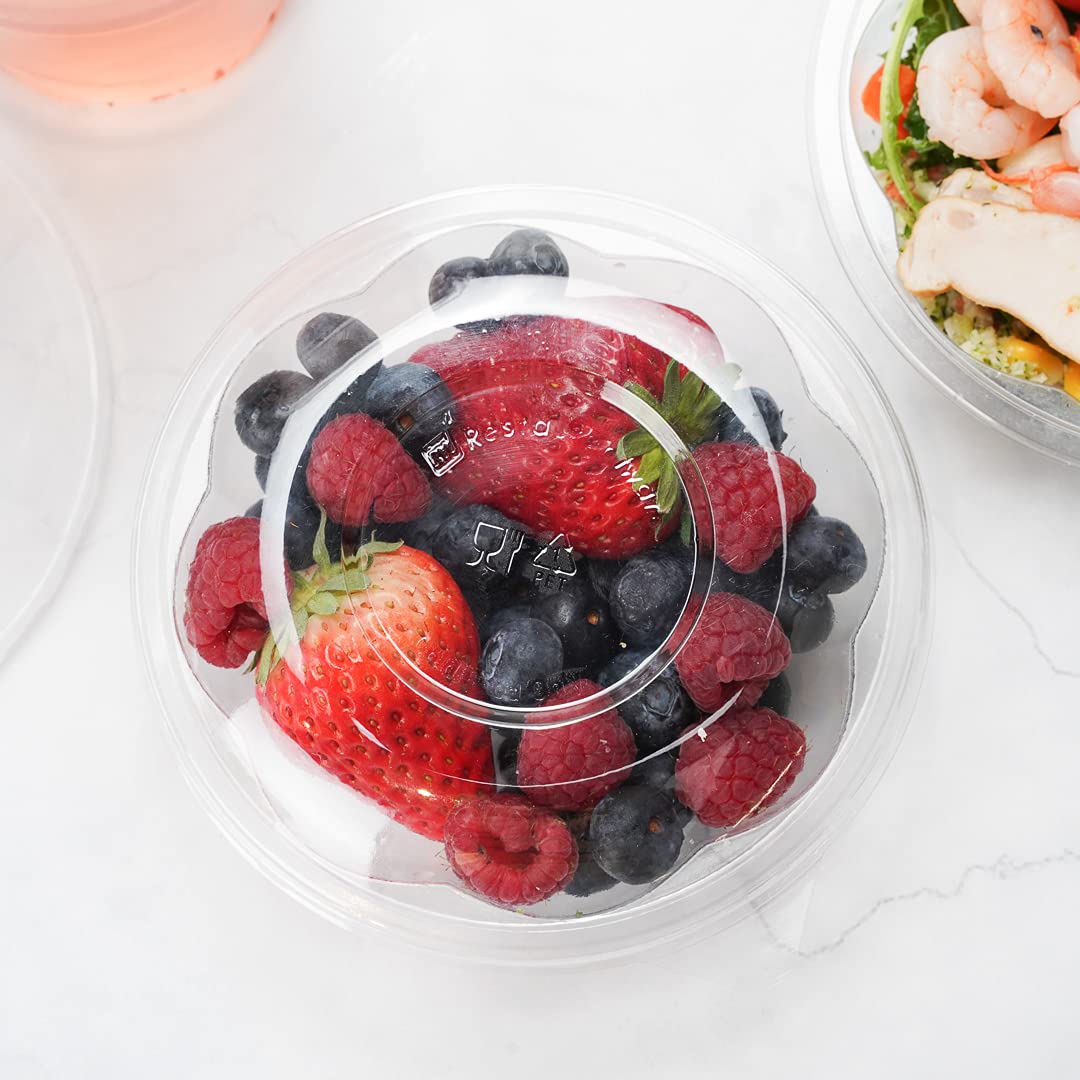 Restaurantware Thermo Tek 8oz Disposable Salad Bowls - 50 Pack Round Deli Containers | Crack & Leak Resistant, Eco-Friendly Clear Plastic Food Bowls for Cold Salads, Fruits, Meals | Lids Sold Separately | Perfect for Catering, Takeout & Meal Prep