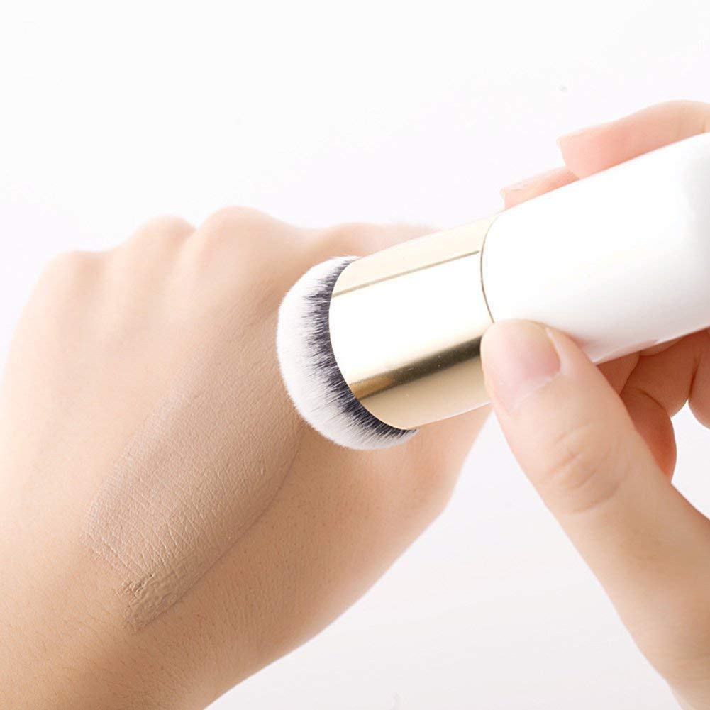 Allin Exporters Chubby Pier Foundation Makeup Brush - Synthetic Fiber BB Cream Concealer & Powder Brush Set - Soft Cosmetic Face Brush for Flawless Makeup Application (Golden/White) - Perfect for Daily Makeup, Contouring & Professional Makeup Artist Kit
