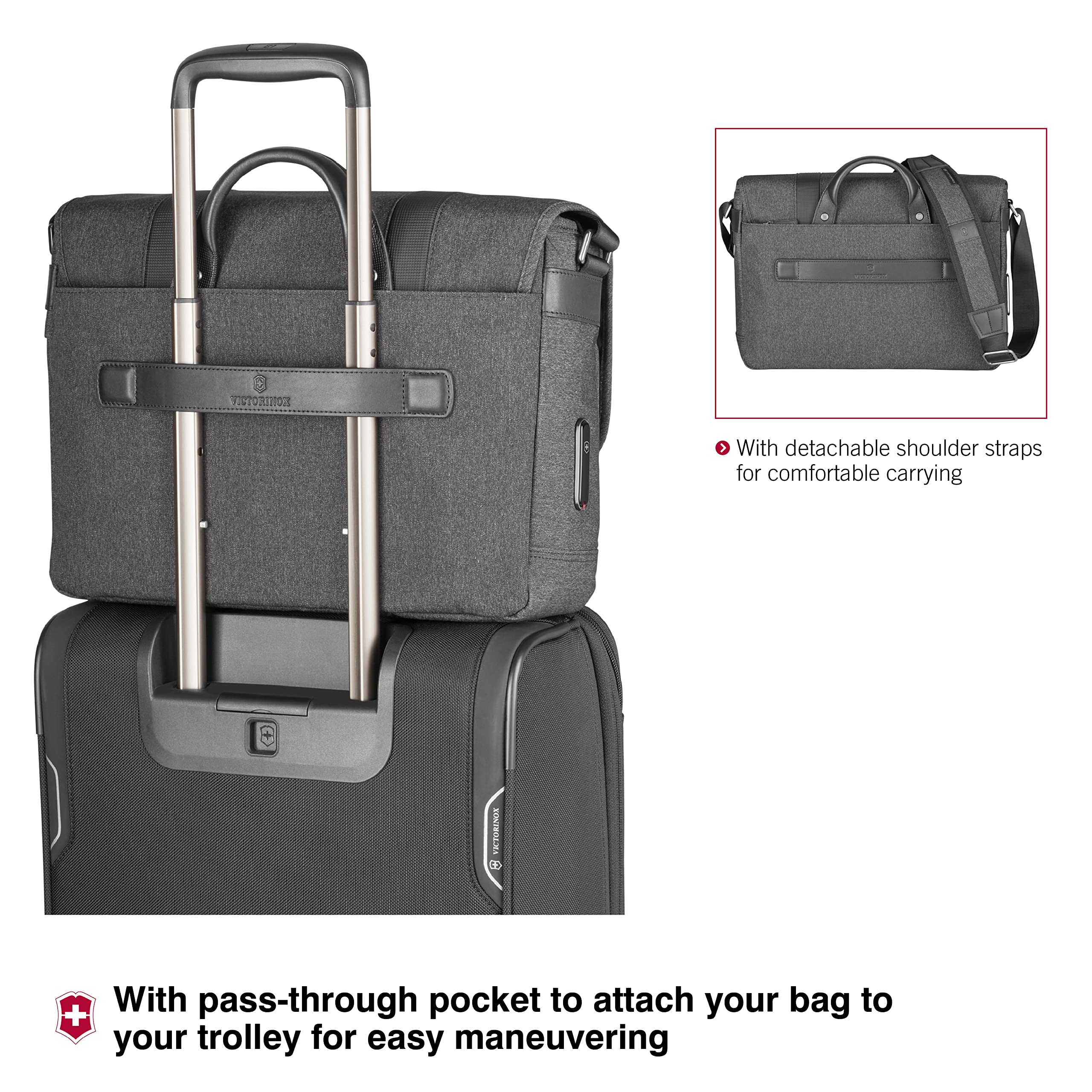Victorinox Architecture Urban2 Messenger Bag - Stylish & Durable Laptop & Tablet Shoulder Bag for Work & Travel - 13L Gray - Perfect for Business Professionals & Commuters