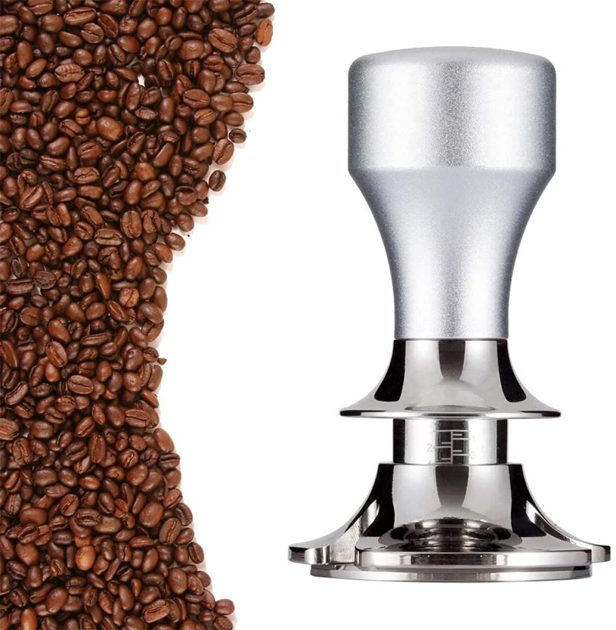 58.5mm Espresso Tamper - Adjustable Depth Coffee Powder Press with Stainless Steel Flat Base - Perfect for Professional Baristas & Home Coffee Brewing - Ideal for Espresso Machines, French Press, and Coffee Shops