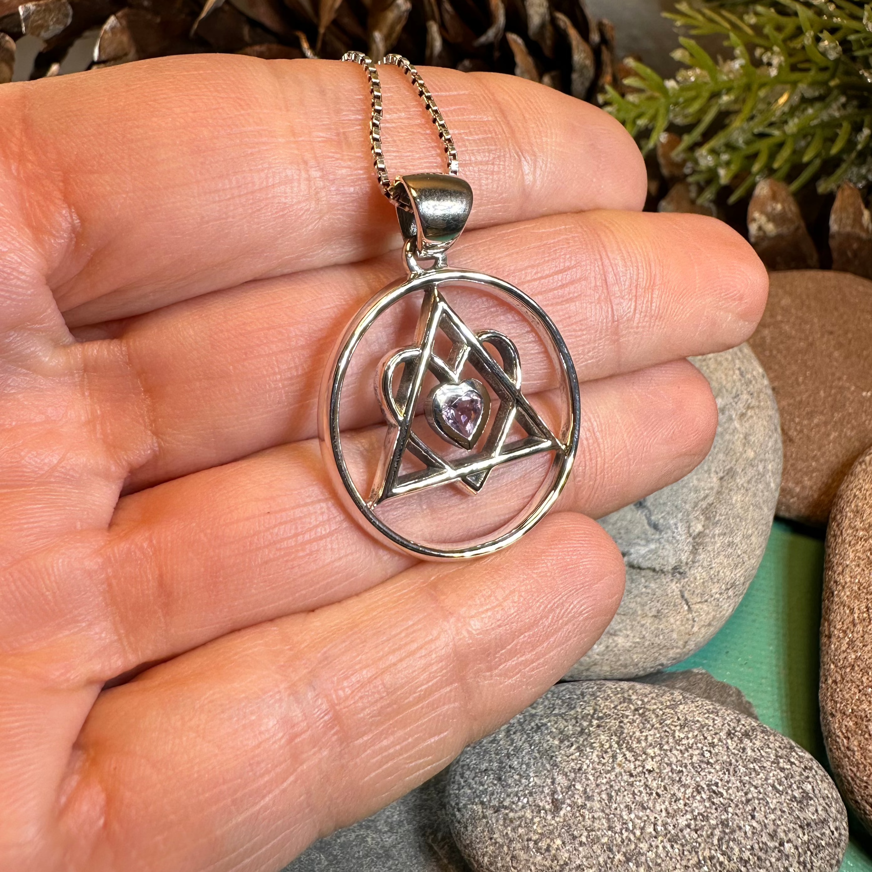 AA Sobriety Necklace - Genuine Amethyst Heart Pendant for Recovery & Support | Spiritual Healing Jewelry for Women & Men | Perfect Sobriety Gift for 12-Step Programs