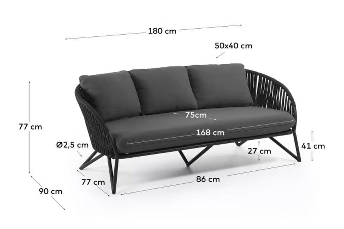 Como Branzie 3-Seater Sofa - Modern Fabric Couch for Living Room, Lounge & Office - Comfortable Sectional Sofa with Soft Cushions for Family Gatherings & Relaxation