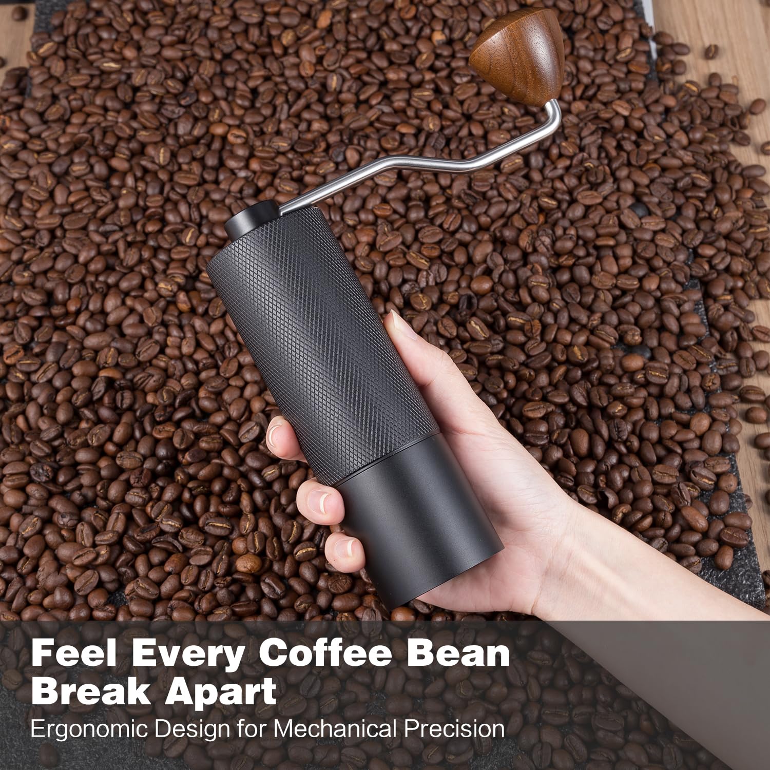 Premium Manual Coffee Grinder Set with Stainless Steel Cup, Glass Coffeemaker & Accessories - Perfect for Home Brewing, Camping & Office Use (Black)