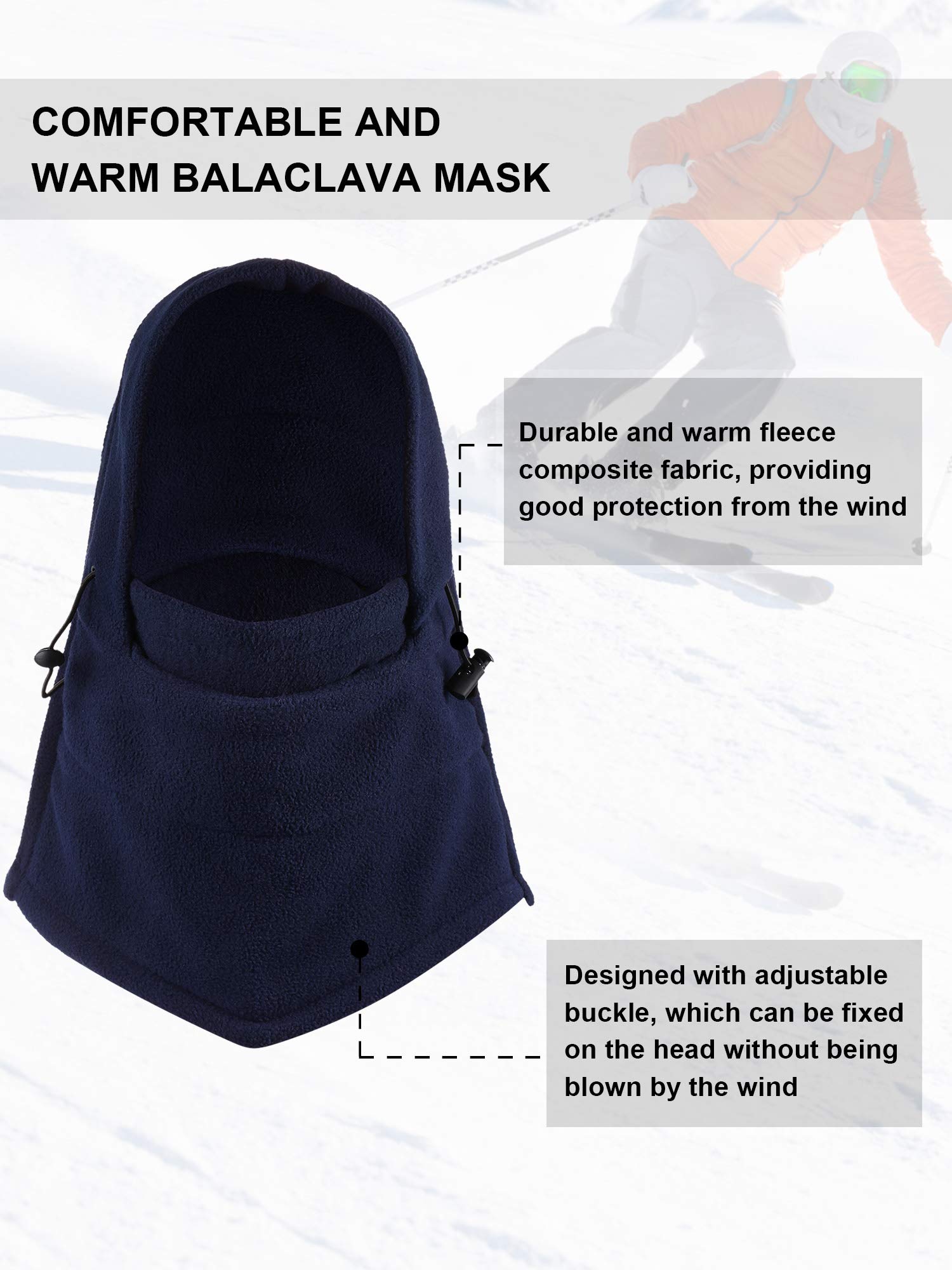 Blulu 3-Pack Fleece Thermal Balaclava Ski Mask for Men & Women - Winter Face Cover for Skiing, Snowboarding, Motorcycling & Outdoor Activities