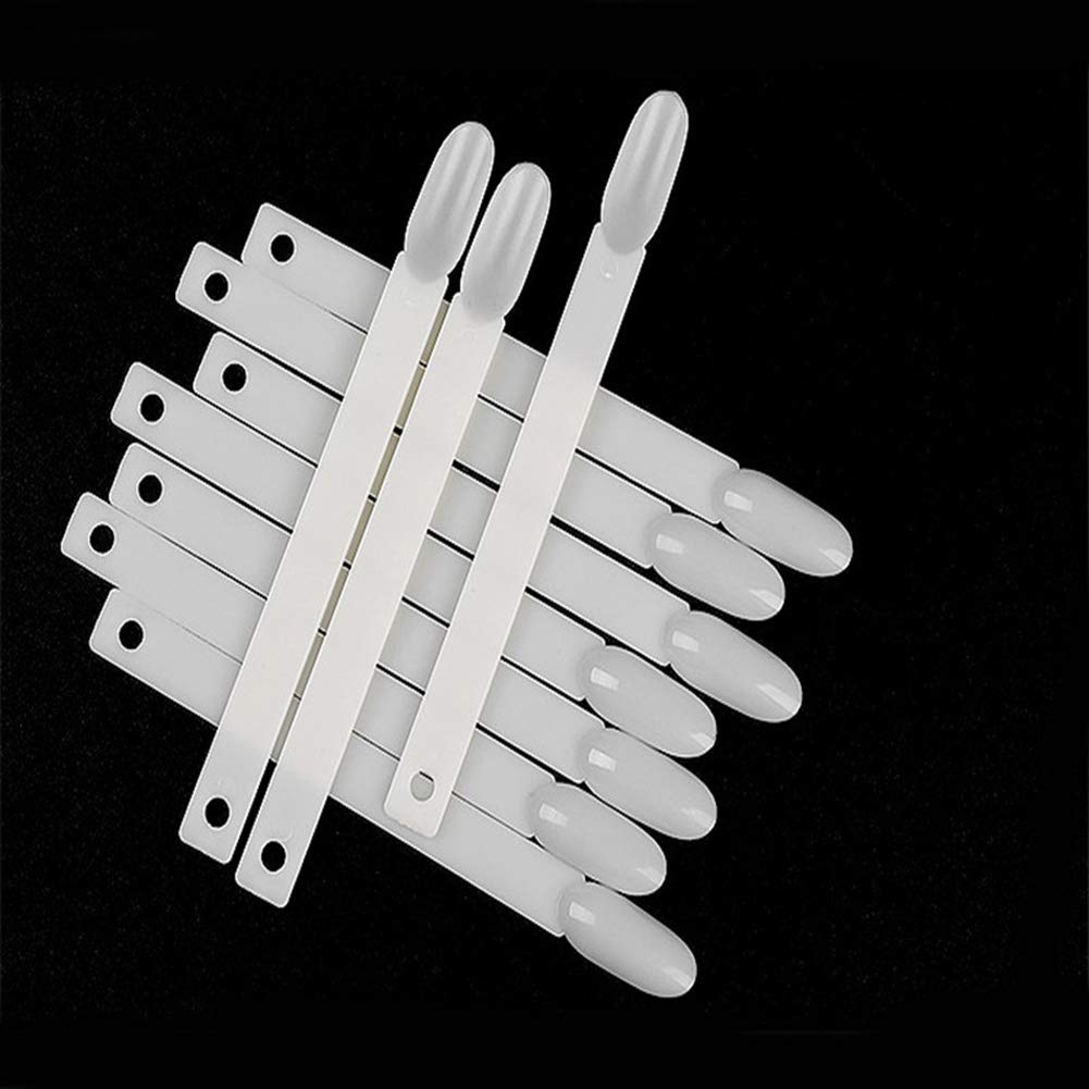 AKOAK 50 Pieces Fake Nail Art Tips Display - Natural Color Fan Nail Display for Salon & DIY, Nail Polish Display Stand for Manicure Practice, Home Nail Art Supplies for Beginners & Professionals