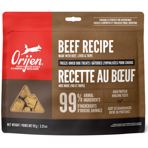 Orijen Freeze-Dried Beef Dog Treats - High Protein, Grain-Free, Natural Training & Rewards for All Breeds - Perfect for Training, Travel & Outdoor Adventures