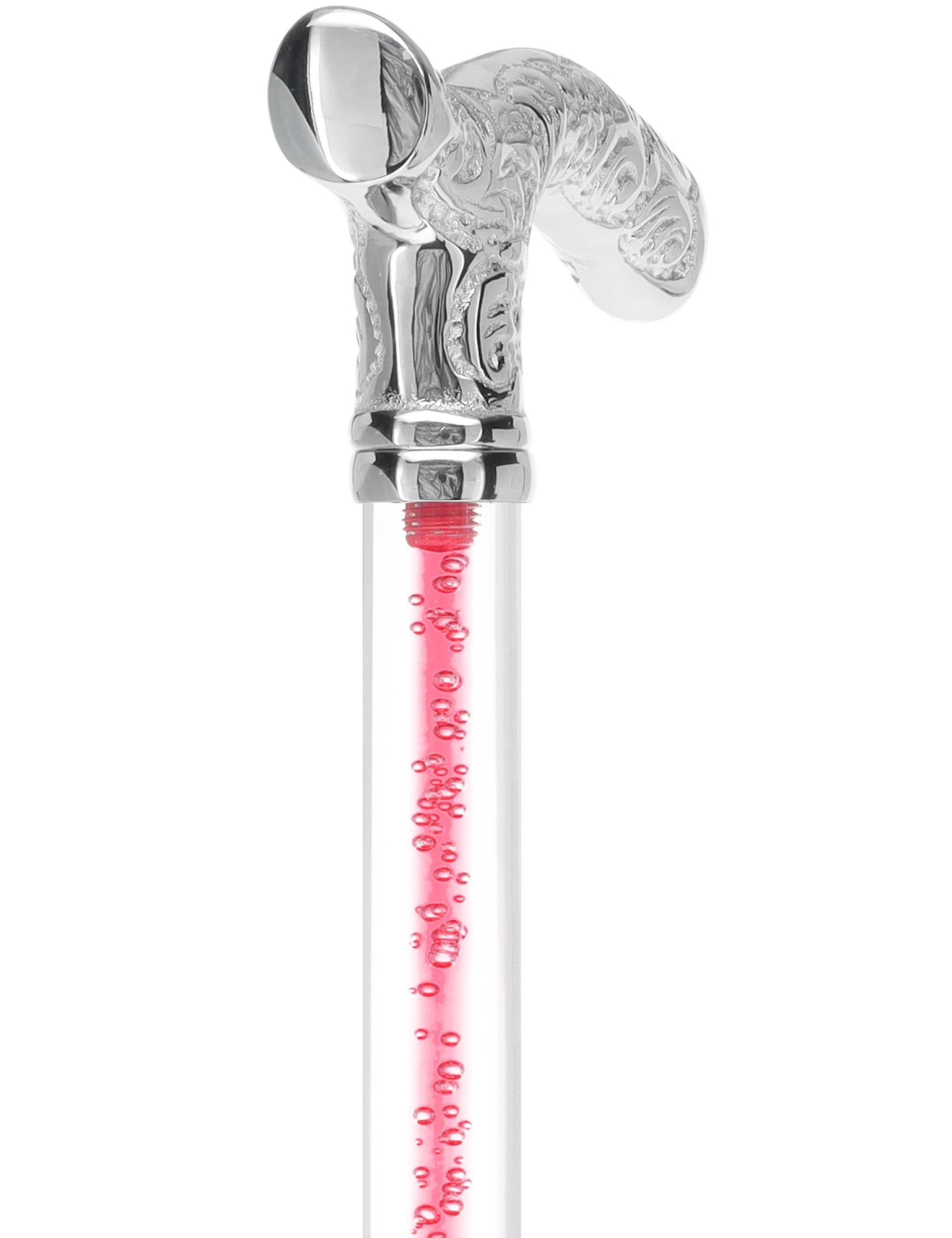 Elegant Chrome Fritz Cane with Color Crystal Handle & Invisible Acrylic Shaft - Premium Mobility Aid for Seniors & Fashionable Walking Stick for Special Occasions
